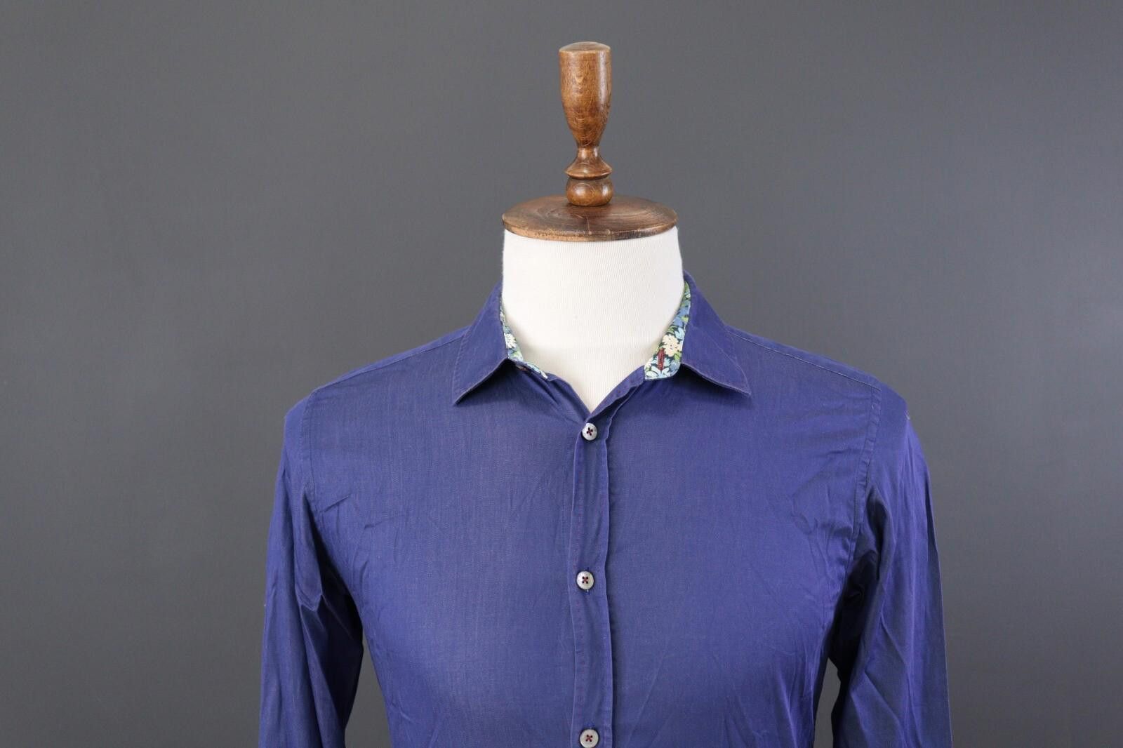 Ted Baker Ted Baker London Blue Floral Collar Dress Shirt Size 3 Size US M / EU 48-50 / 2 - 2 Thumbnail