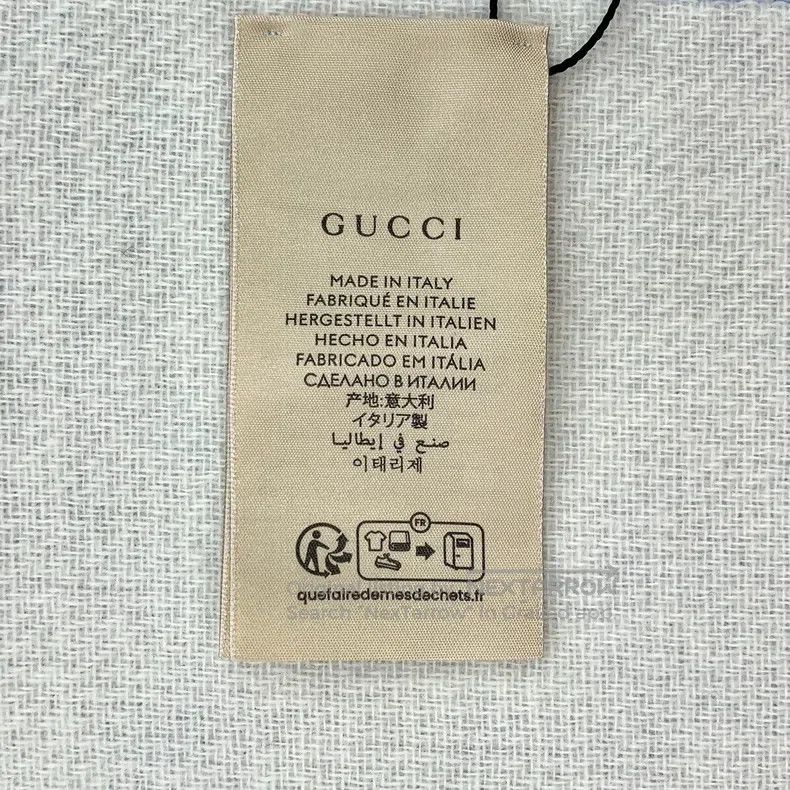 Gucci Gucci Blue interlocking double G printed wool tassel scarf Size ONE SIZE - 7 Thumbnail
