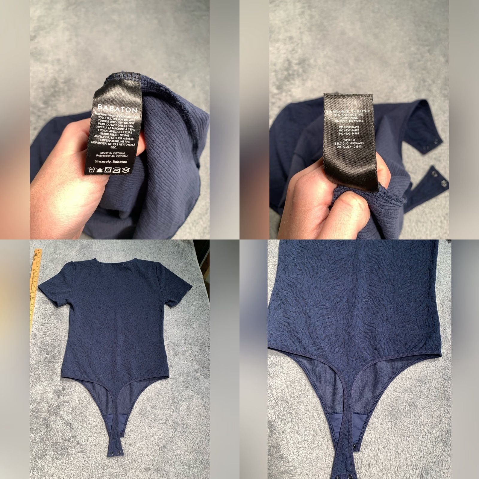 Vintage Babaton Bodysuit One Piece Navy Blue Textured M Women Medium Size M / US 6-8 / IT 42-44 - 8 Thumbnail