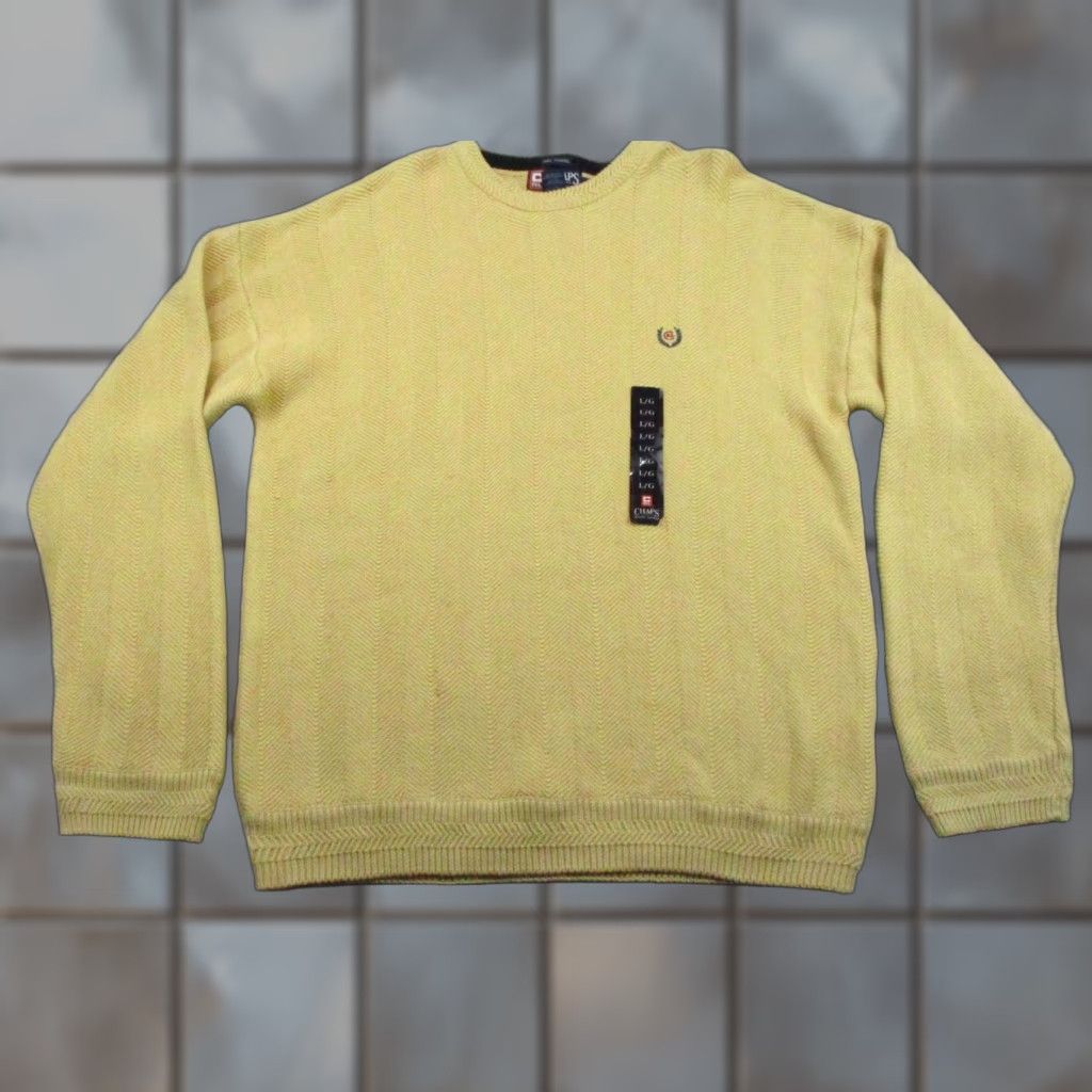 Chaps Chaps Ralph Lauren Sweater Mens Large Yellow Crewneck Herringbone Knit Pullover Size US L / EU 52-54 / 3 - 1 Thumbnail