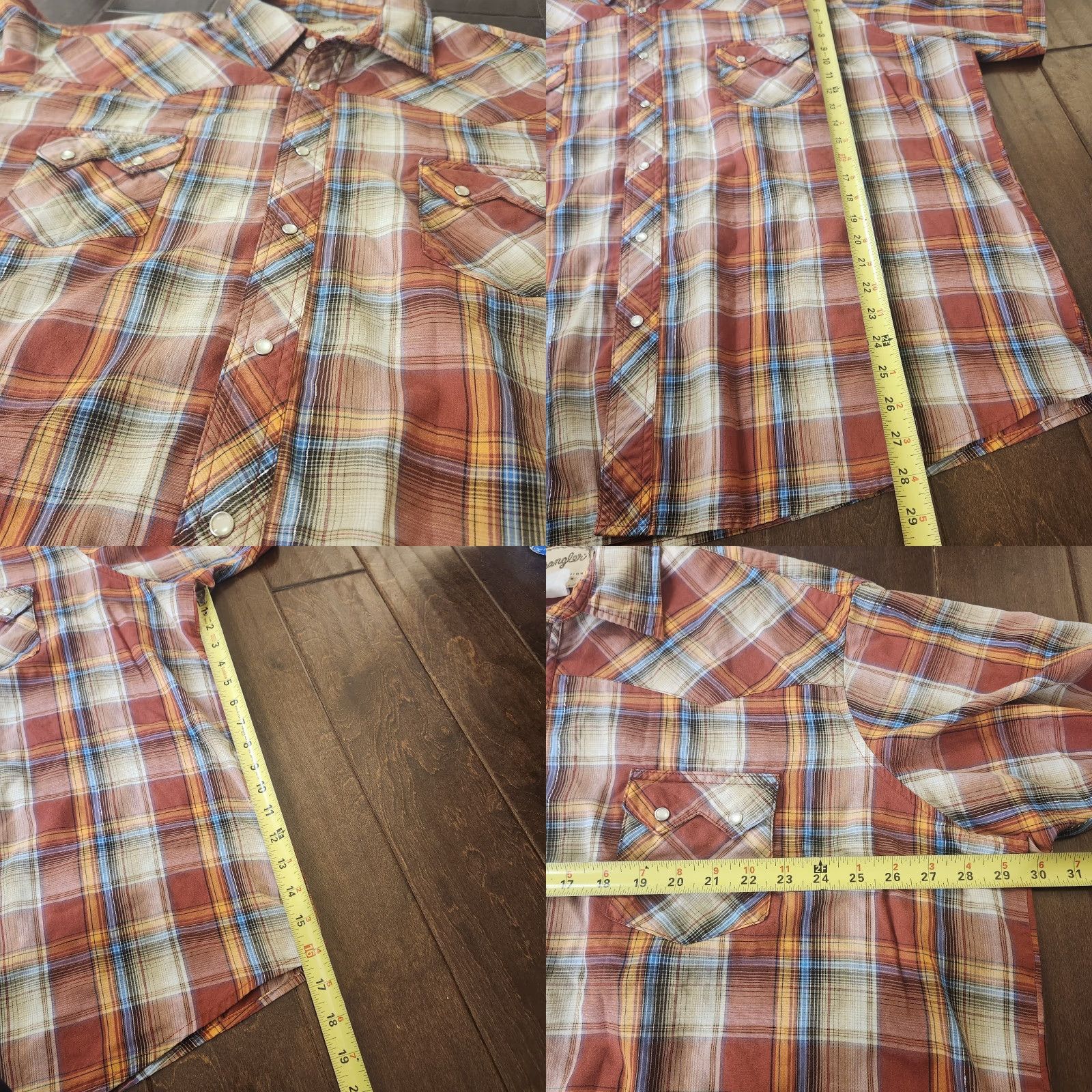 Wrangler Wrangler Western Plaid Snap Shirt Mens XL Short Sleeve Multicolor Button-Up Casual Workwear Spring Fall Summer Mens XL Size US XL / EU 56 / 4 - 8 Thumbnail