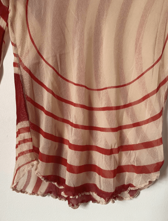 Jean Paul Gaultier × Vintage Jean Paul Gaultier Mesh Top Tattoo Blood Drip Shirt EX0075 Size L / US 10 / IT 46 - 7 Thumbnail