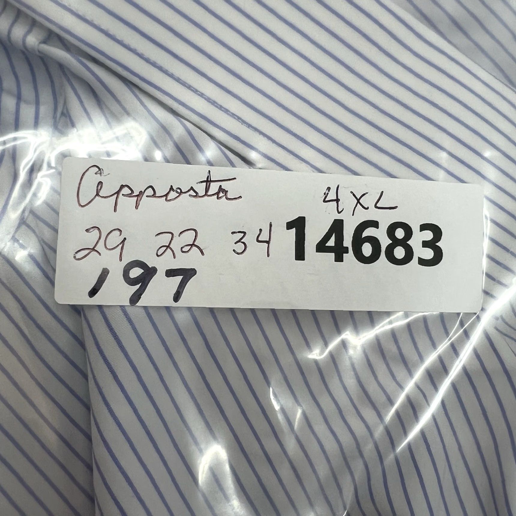 Vintage Apposta Shirt Mens 4XL Striped Button-Up White/Blue Casual Designer Made in Italy Big & Tall Mens Size US XXL / EU 58 / 5 - 8 Thumbnail
