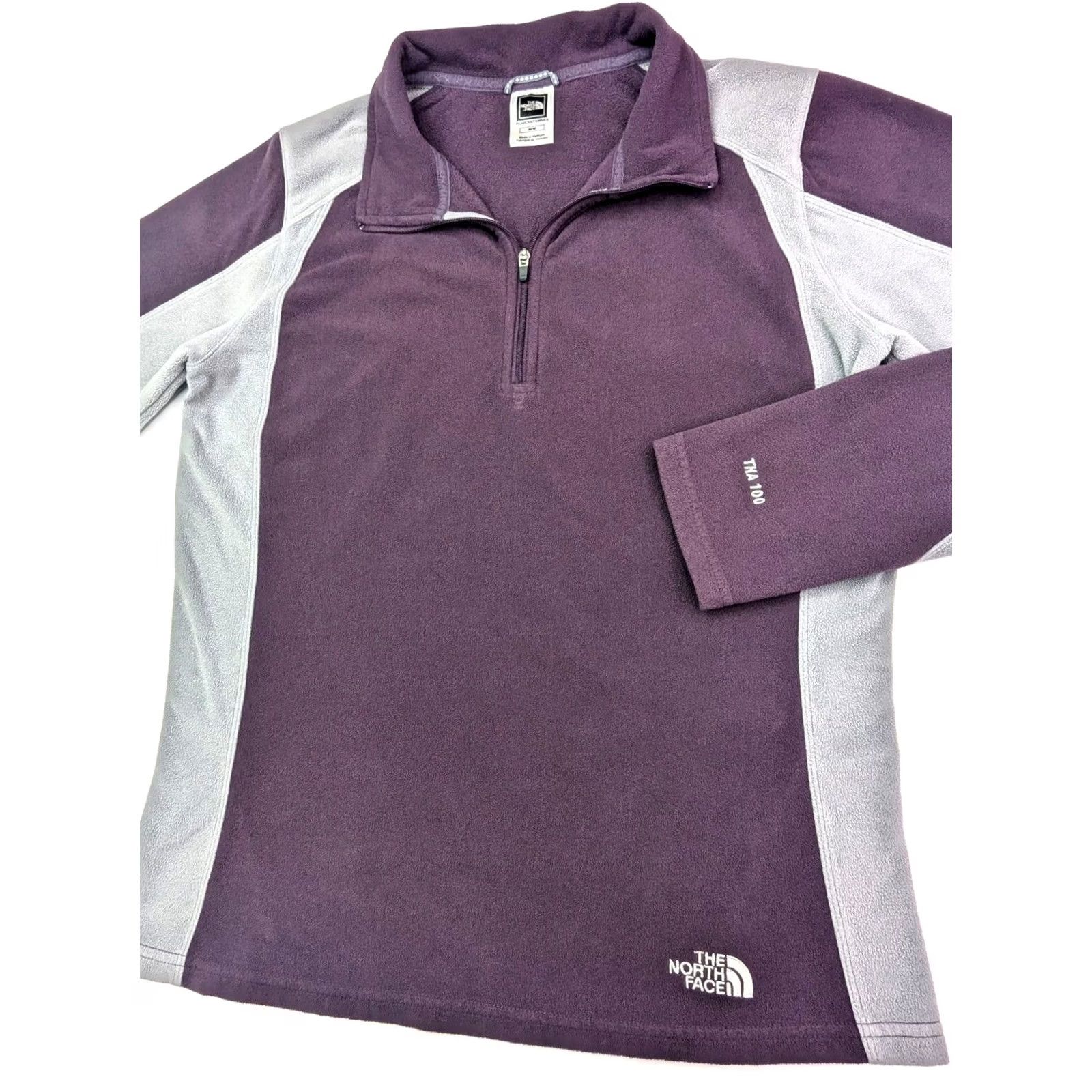 The North Face The North Face Fleece Jacket Womens M Purple Black/Gray TKA 100 1/4 Zip, 1/4 Zip, Long Sleeve, Mid-Length, Solid, Regular Fit, Machine Washable Size M / US 6-8 / IT 42-44 - 2 Thumbnail