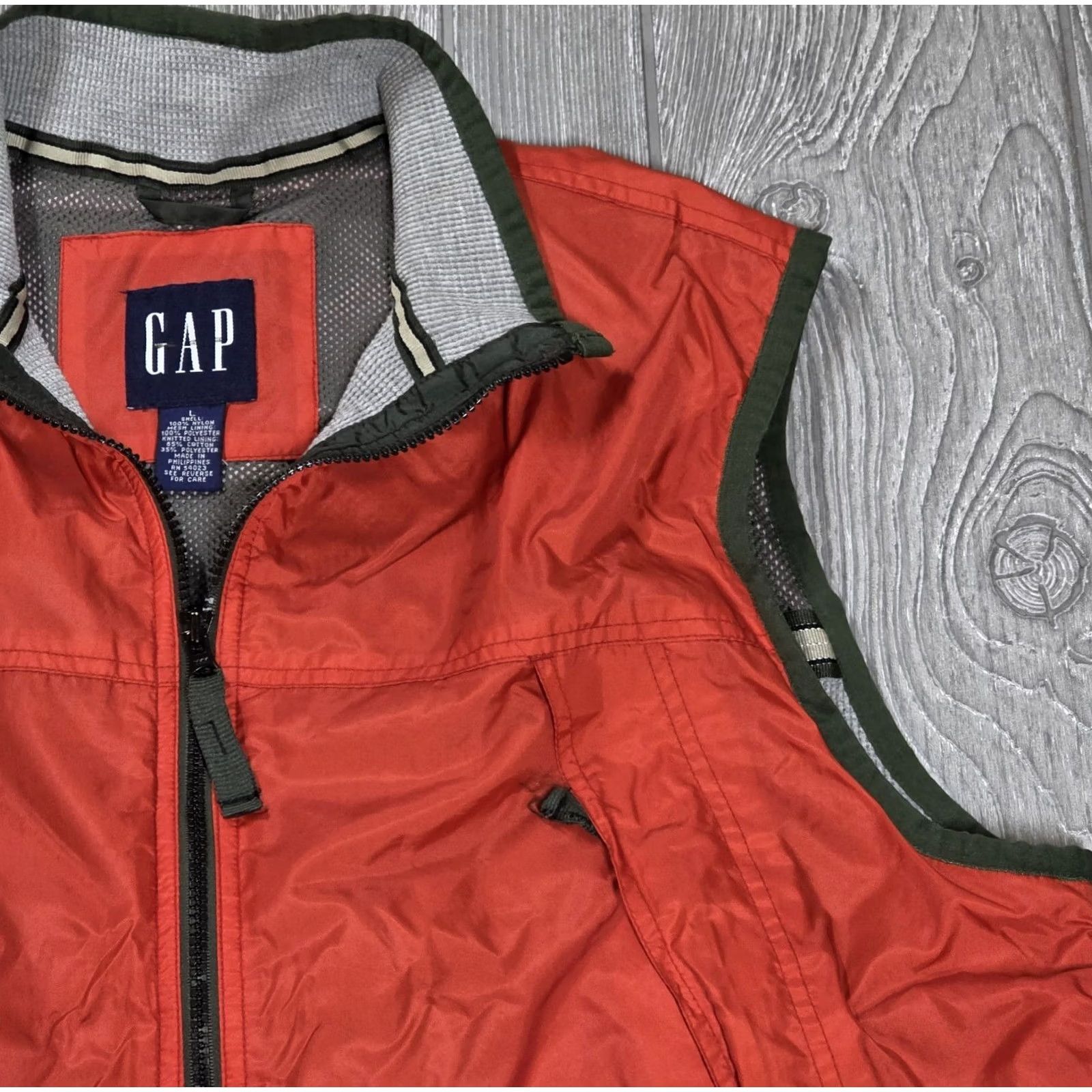 Gap VINTAGE Gap Jacket Men L Orange Thermal Lined Full Zip Nylon Safari Anorak Zip Pockets Logo 90s Outdoor Clothing Mens Size US L / EU 52-54 / 3 - 4 Thumbnail