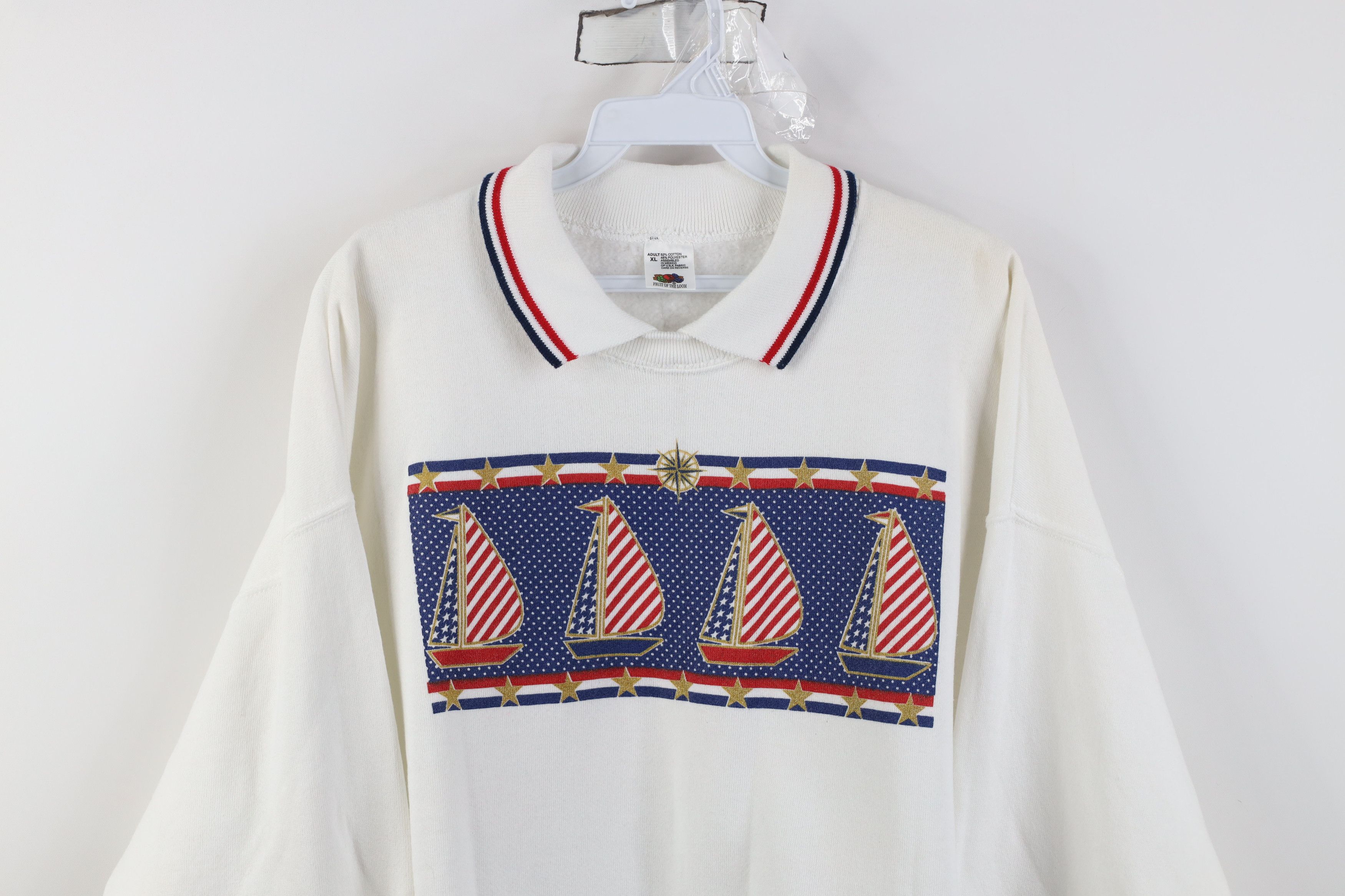 Vintage Vintage 90s Streetwear Sailing Sailboat Collared Sweatshirt Size US XL / EU 56 / 4 - 2 Thumbnail