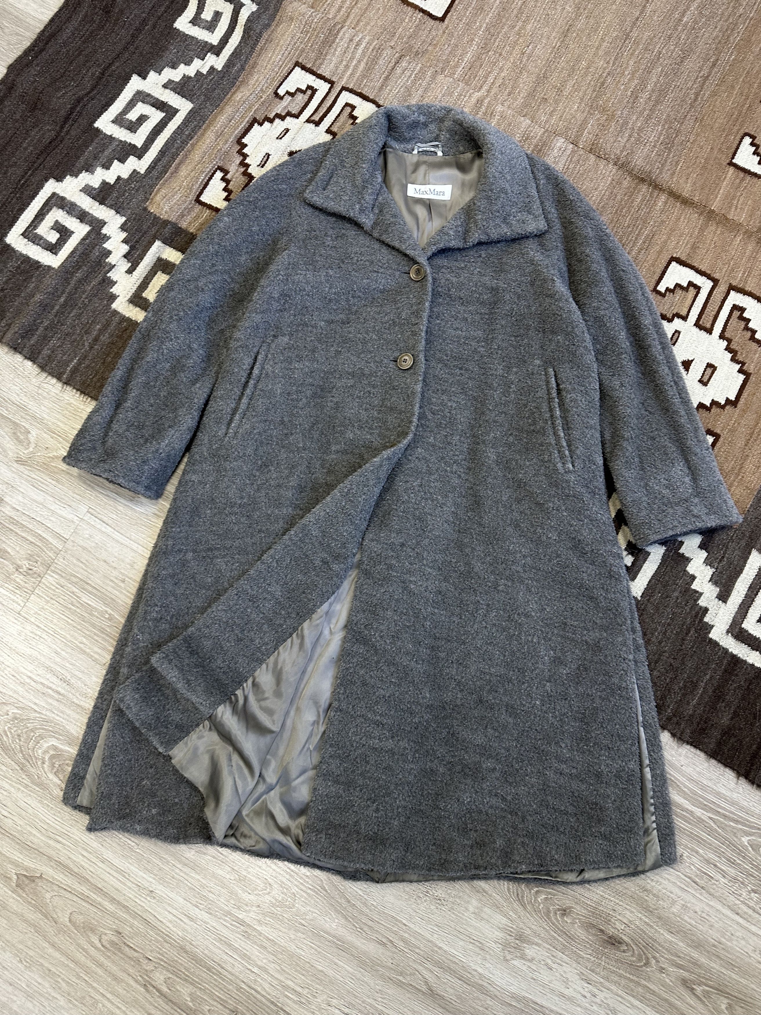 image of Cashmere Wool Max Mara Alpaca Wool Coat 5980Ac in Grey, Women's (Size Small)