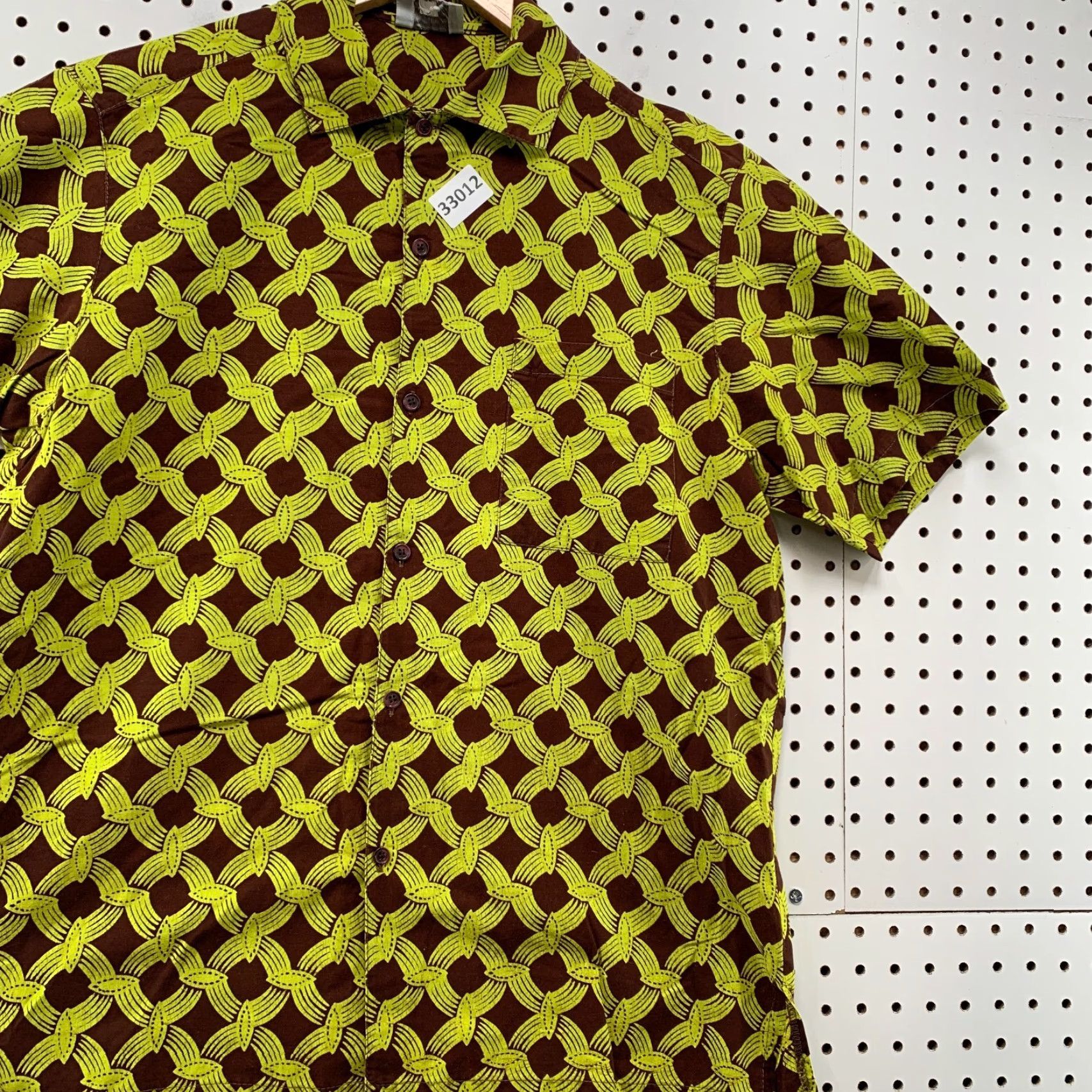 Vintage VINTAGE OKAI Button Shirt Mens Small Brown Yellow Chain Link Pattern Herringbone 22x28.5 90s Mens Shirt Size US S / EU 44-46 / 1 - 5 Thumbnail