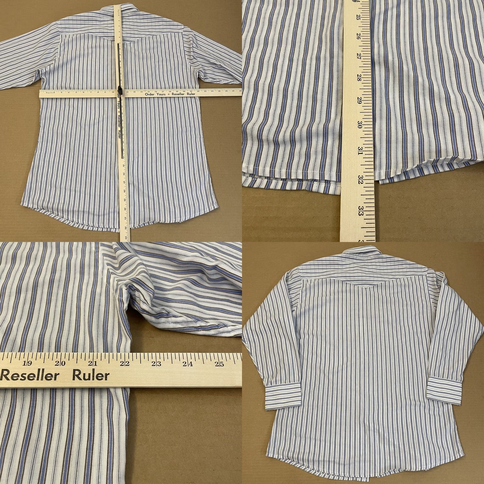 Vintage VINTAGE Panhandle Slim Shirt Adult 16 33 Blue Stripe Pearl Snap Pockets Button-Down Mens Shirt Size US L / EU 52-54 / 3 - 8 Thumbnail
