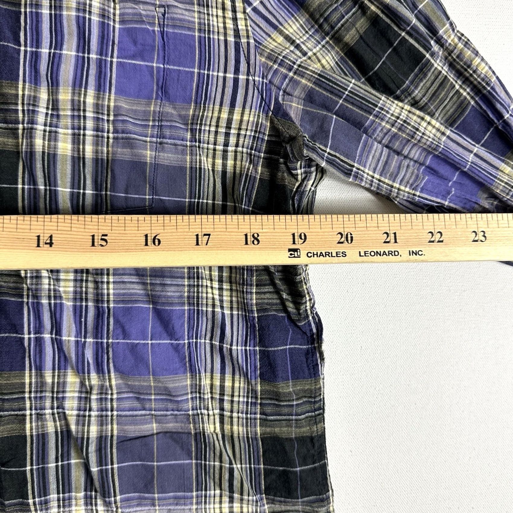 John Varvatos John Varvatos Shirt Button-Up Plaid Long Sleeve Purple Mens Large Collared Button-Down Cotton Lightweight All Seasons Regular Size US L / EU 52-54 / 3 - 7 Thumbnail