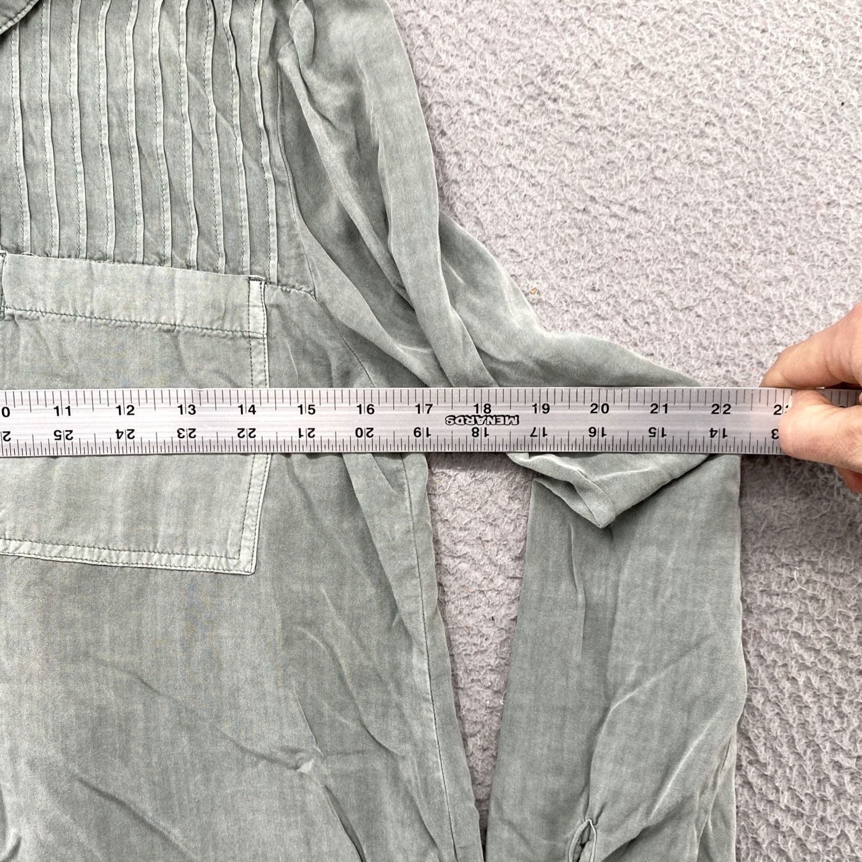 Vintage Maurice’s Women’s Green Rayon Button Up Long Sleeve Shirt M Casual Basic Shirts Mens? Size M / US 6-8 / IT 42-44 - 5 Thumbnail