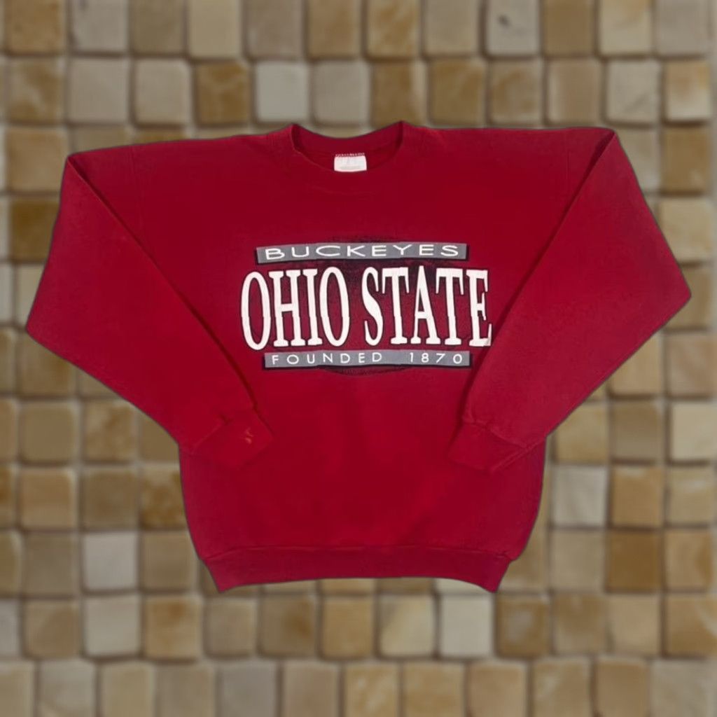 Tultex VINTAGE Ohio State Buckeyes Graphic Red Sweatshirt M Mens Long Sleeve Pullover Size M Big Spellout Front 90s Size US M / EU 48-50 / 2 - 1 Thumbnail