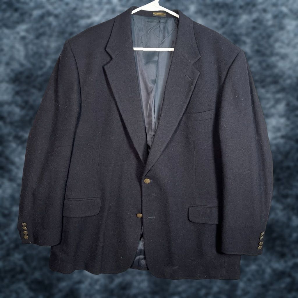 Vintage VINTAGE L.L. Bean Blazer Shirt Men 46 Regular Blue Wool Notch Lapel 2-Button Front 4-Button Sleeve Single-Vented 7/10 Condition Size 46R - 1 Thumbnail