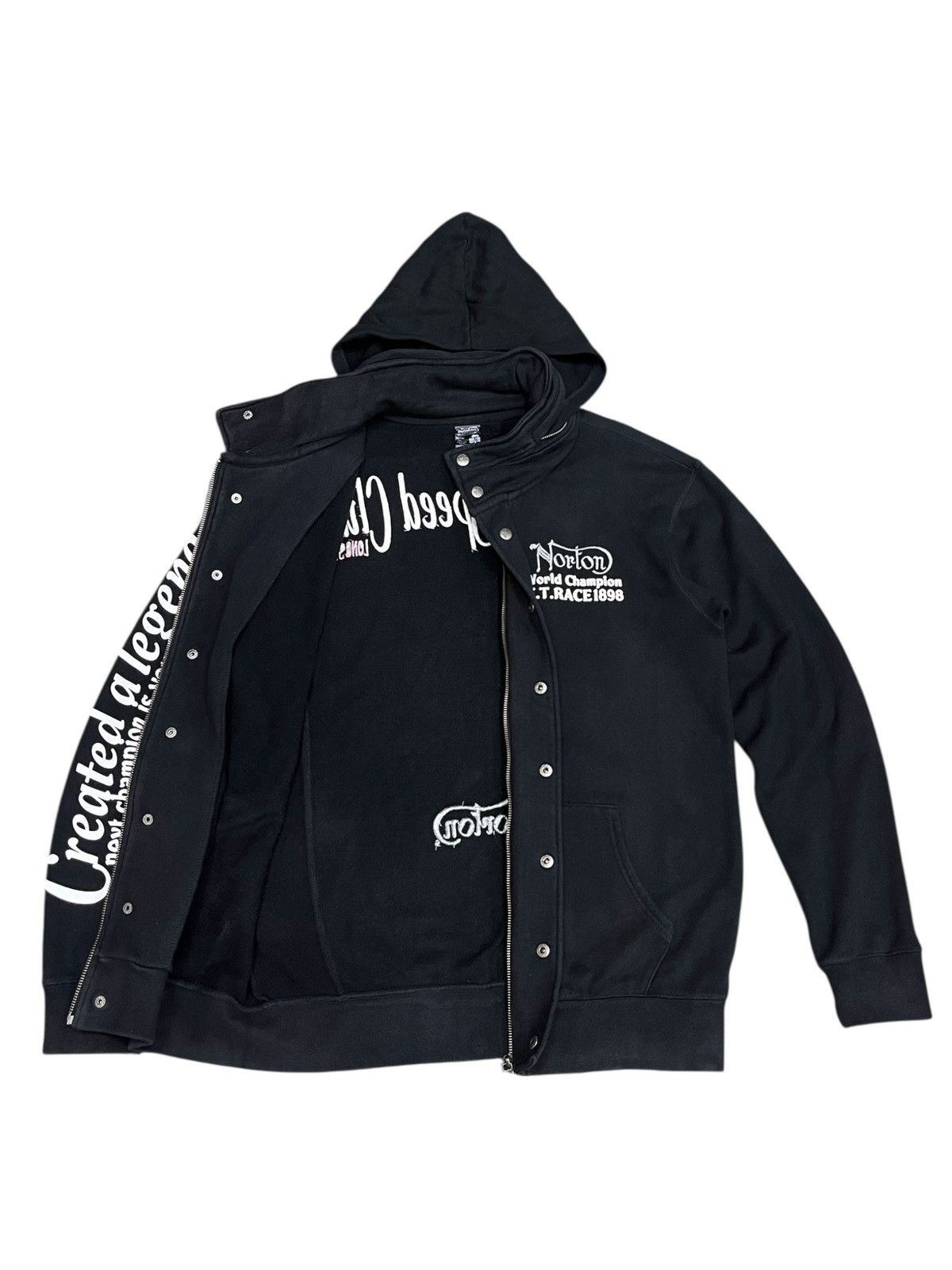 Norton 🔥Vintage NORTON Rocker Club Hoodie w/ Moto Punk Graphics Size US L / EU 52-54 / 3 - 9 Thumbnail