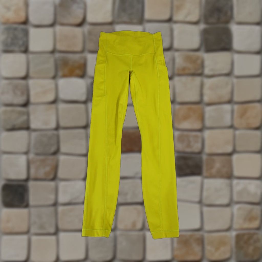 Athleta Athleta Leggings 2XS Womens 7/8 Yellow Pockets Cropped Athletic Yoga Running Gym Training Womens Size 24" / US 00 / IT 34 - 1 Thumbnail