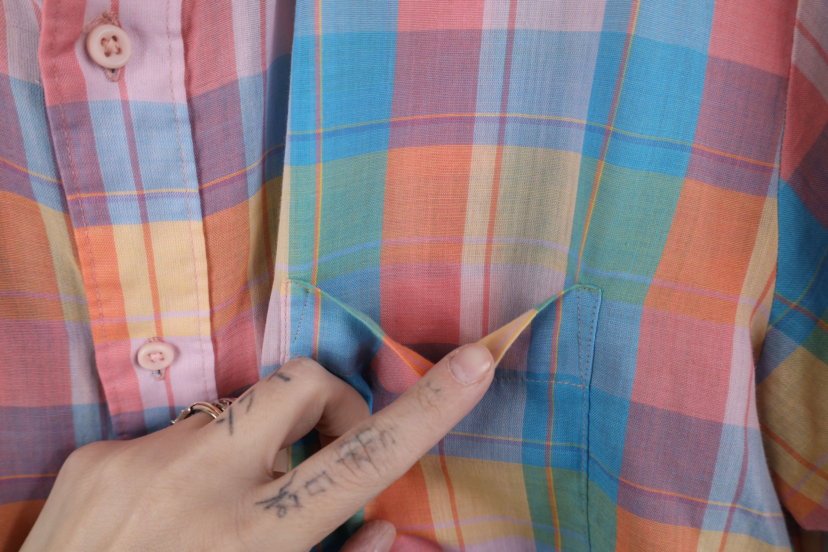Vintage Vintage 70s Streetwear Rainbow Madras Plaid Button Shirt USA Size US L / EU 52-54 / 3 - 4 Thumbnail