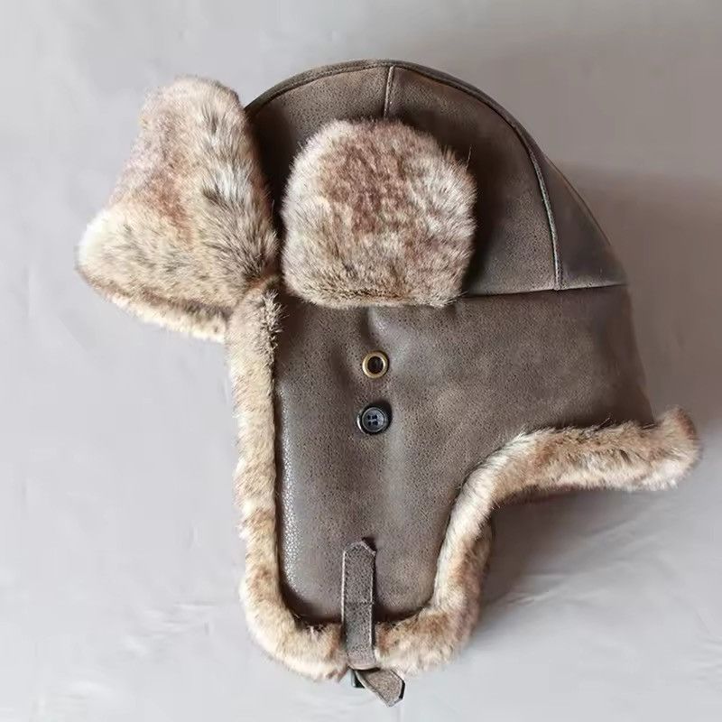 Japanese Brand Pu Leather Faux Fur Earflap Bomber Hat Size ONE SIZE - 5 Thumbnail