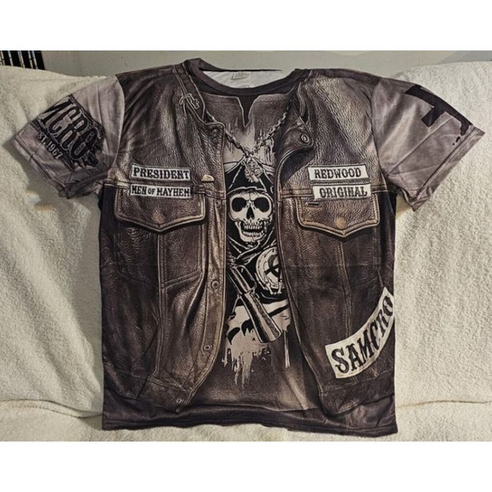 Vintage GRIM REAPER SKULL BIKER MOTORCYCLE SONS OF ANARCHY SAMCRO T ...