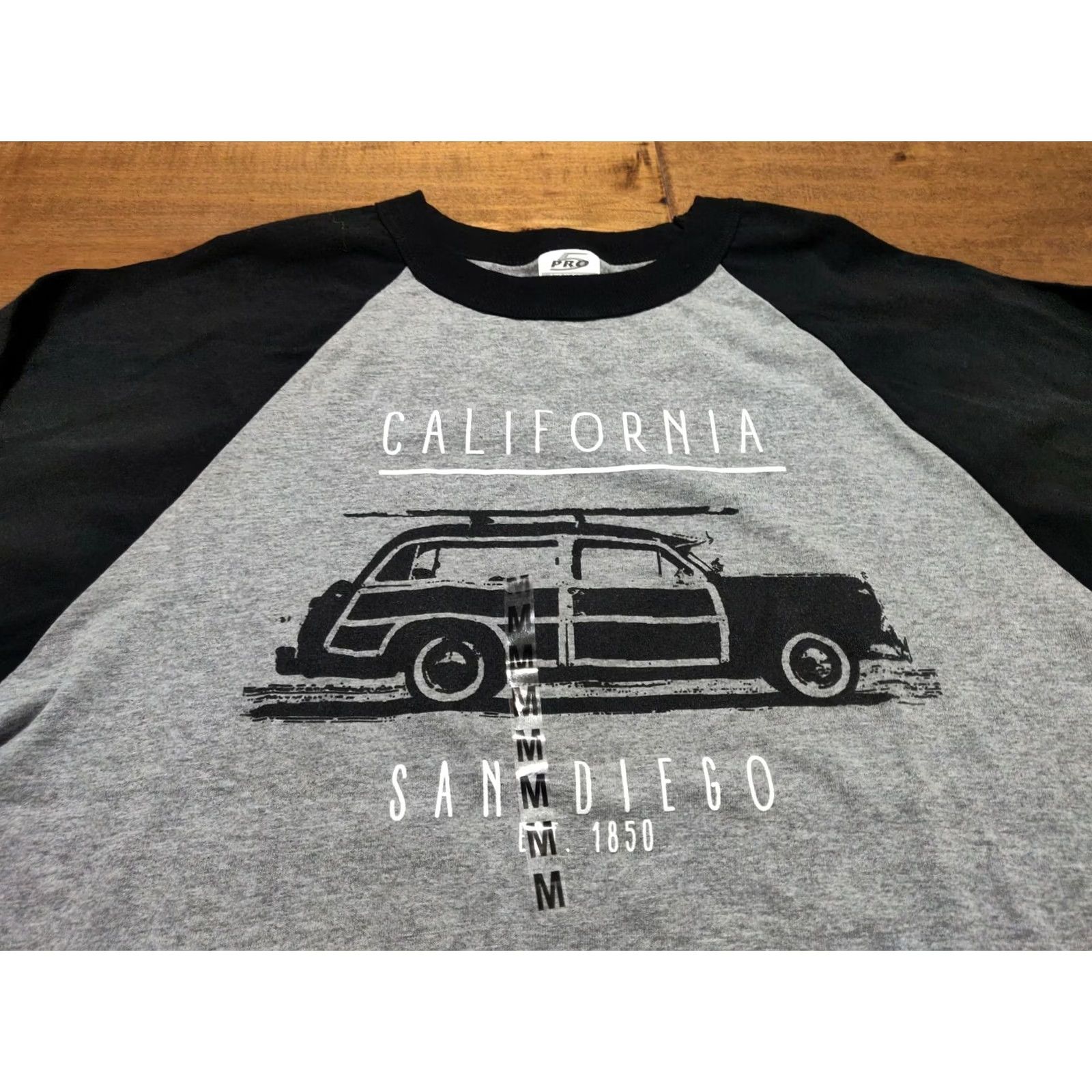 Vintage San Diego California Surf Gray/Black Raglan Baseball T-Shirt - Men's M Size US M / EU 48-50 / 2 - 2 Thumbnail