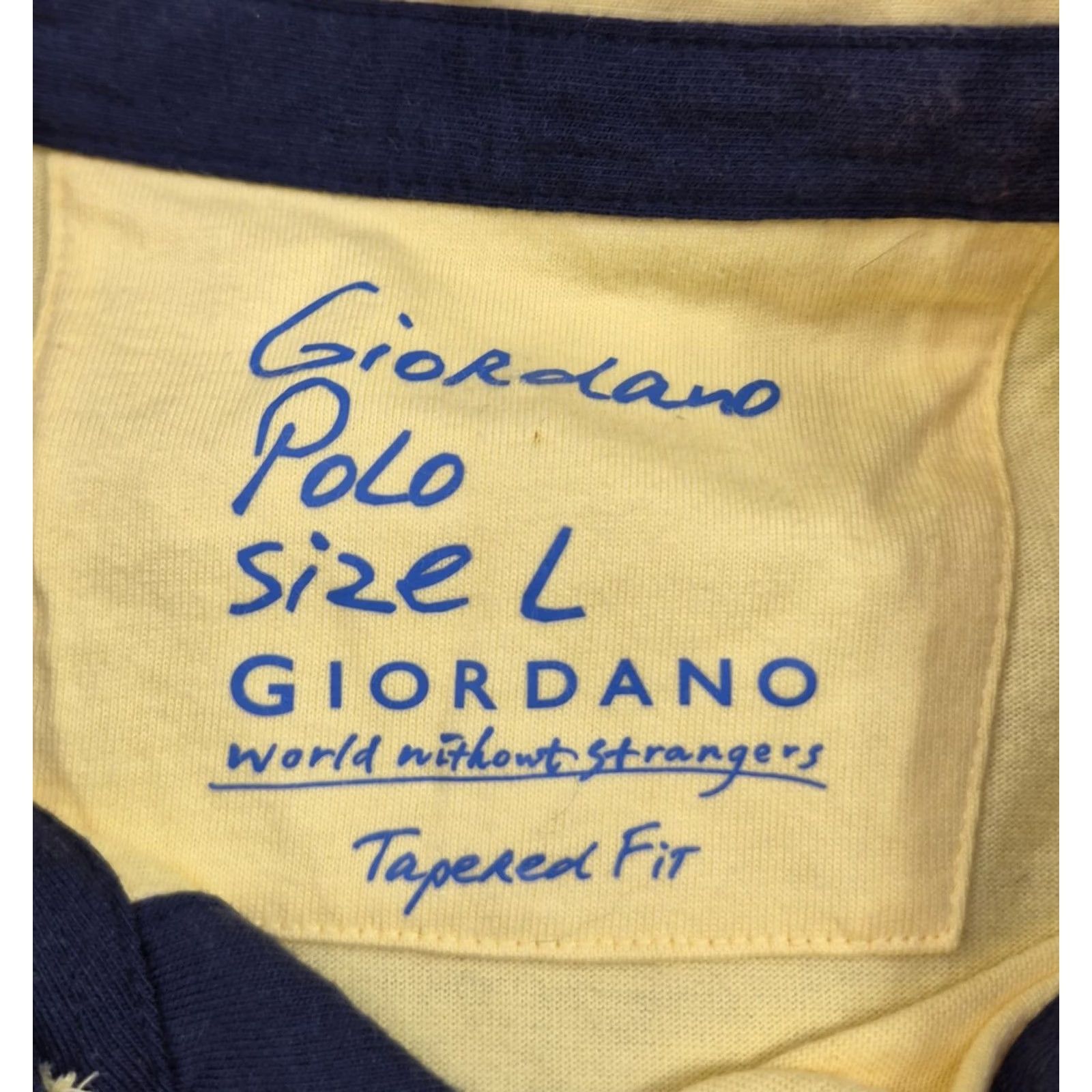 Vintage Giordano Polo Shirt Mens Large Yellow Stripe Tapered Fit Cotton Knit Casual Shirt Size US L / EU 52-54 / 3 - 5 Thumbnail