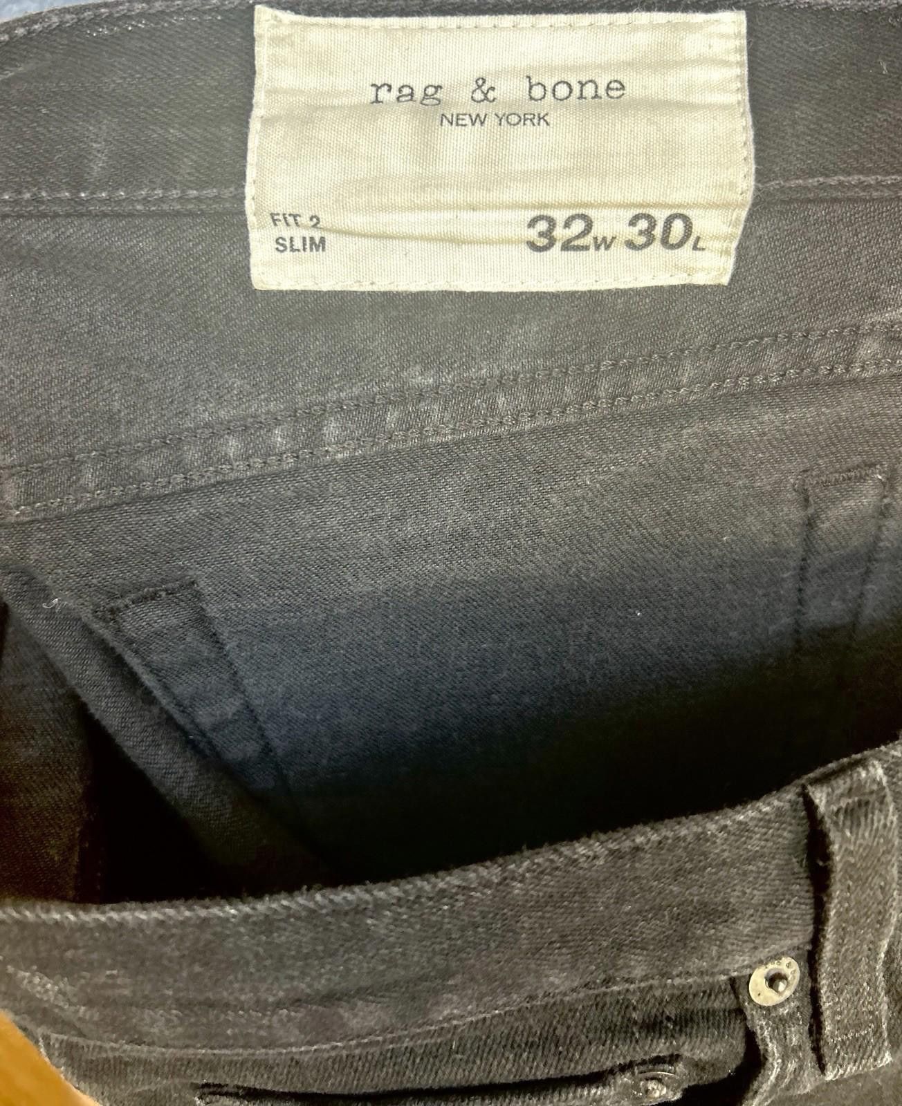 Rag & Bone Rag & Bone Fit 2 Slim Jean Black Men 32x30 Made in USA Denim Size US 32 / EU 48 - 3 Thumbnail