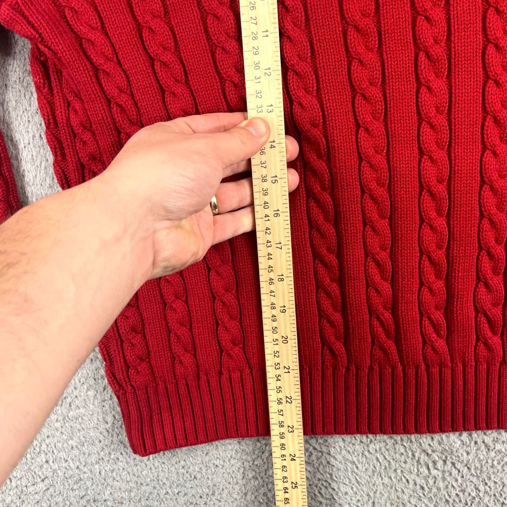 J.Crew VINTAGE J.CREW Fisherman Sweater XL Crew Neck Womens Red Pullover with Pockets Size XL / US 12-14 / IT 48-50 - 4 Thumbnail