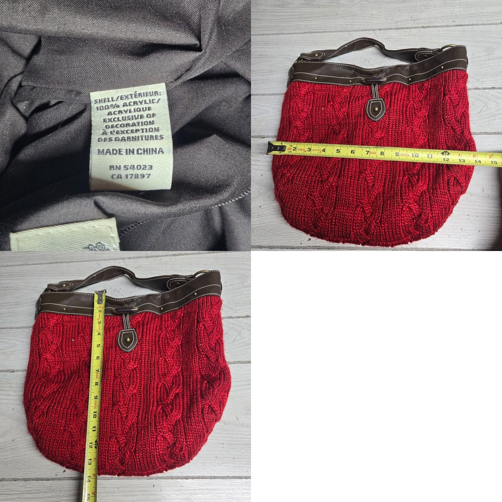 Old Navy Old Navy Purse Shoulder Bag Ladies Lace Canvas Red Leather Strap Bag Brown Leather Strap Purse Solid Red Purse Shoulder Bag Women Size ONE SIZE - 8 Thumbnail