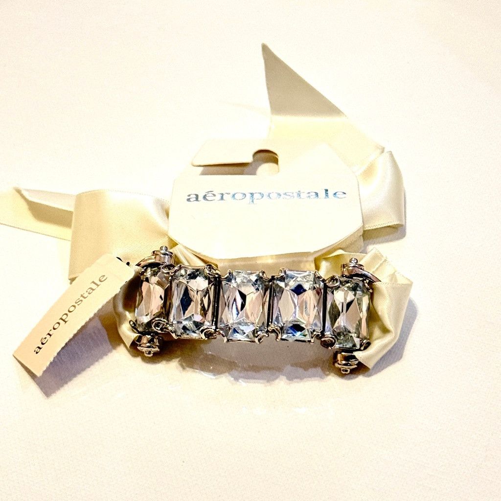 Aeropostale AEROPOSTALE Ivory Satin Bow Crystal Bracelet | NWT Size ONE SIZE - 2 Thumbnail