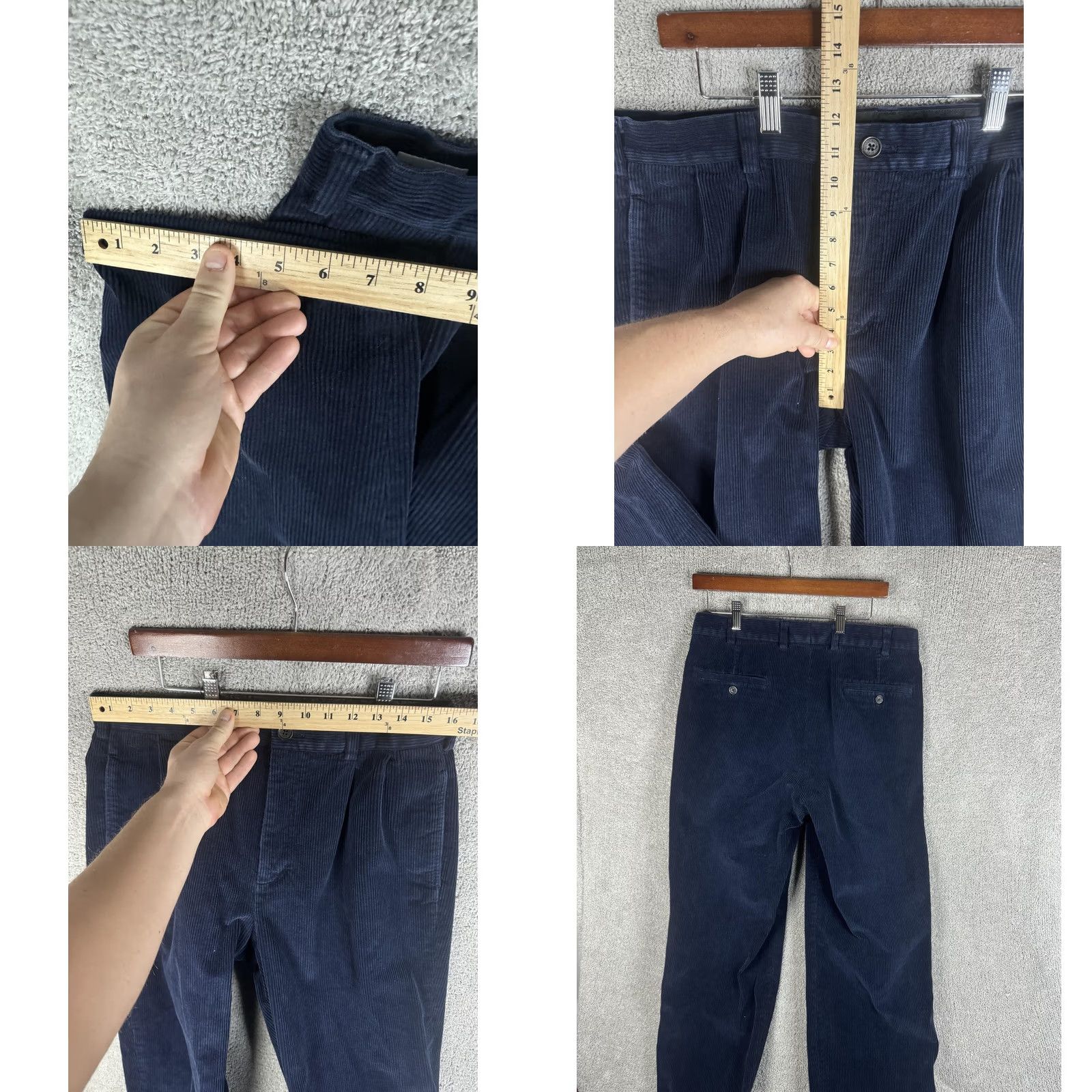 Brooks Brothers Brooks Brothers Elliot Corduroy Dress Pants Mens 35x30 Blue Pleated Cuffed Pockets Front Zip Tie Belt Loop Size US 35 - 8 Thumbnail