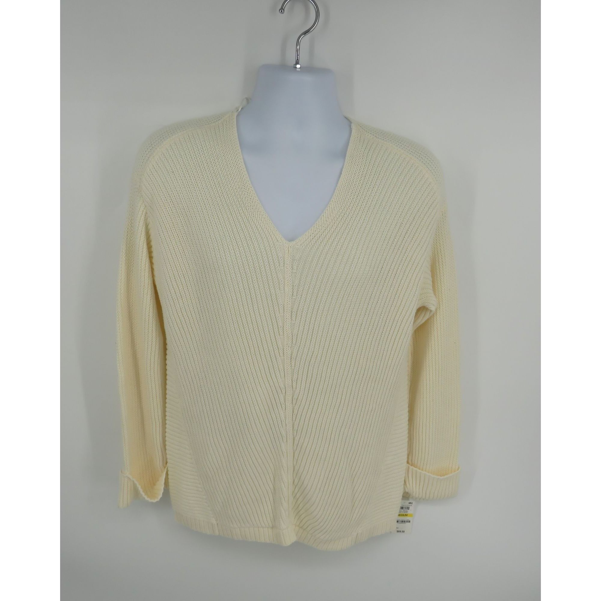 Charter Club Charter Club Vanilla Bean Medium V-Neck Ribbed Pullover Swea Size M / US 6-8 / IT 42-44 - 1 Thumbnail