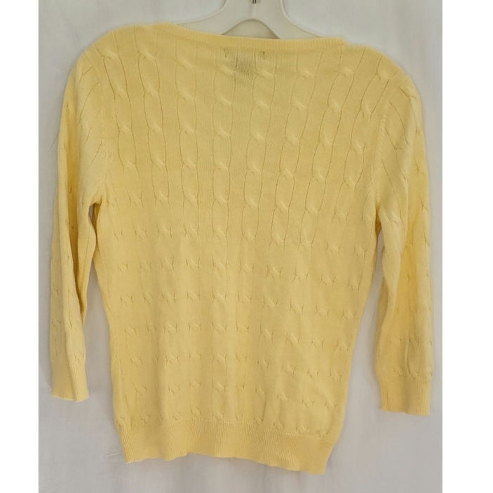 Other New York & Company Yellow V-Neck Sweater 3/4 Sleeve Petite S Size S / US 4 / IT 40 - 2 Thumbnail