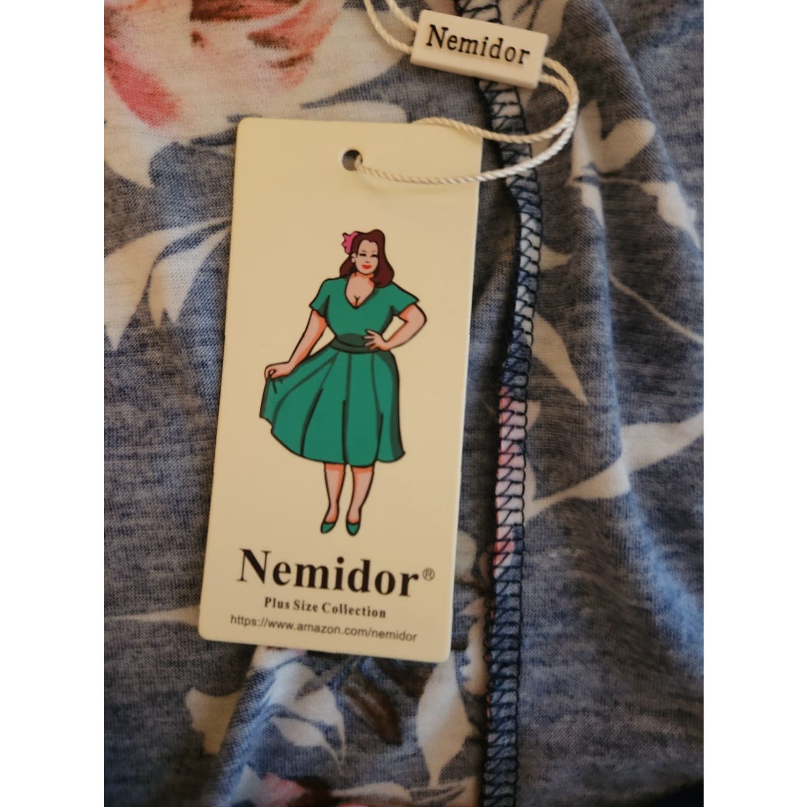 Bell NWT Nemidor Floral Midi Dress Bell Sleeve Ruffle Plus Size 26 Blue Womens Size 4XL / US 24-26 - 6 Thumbnail