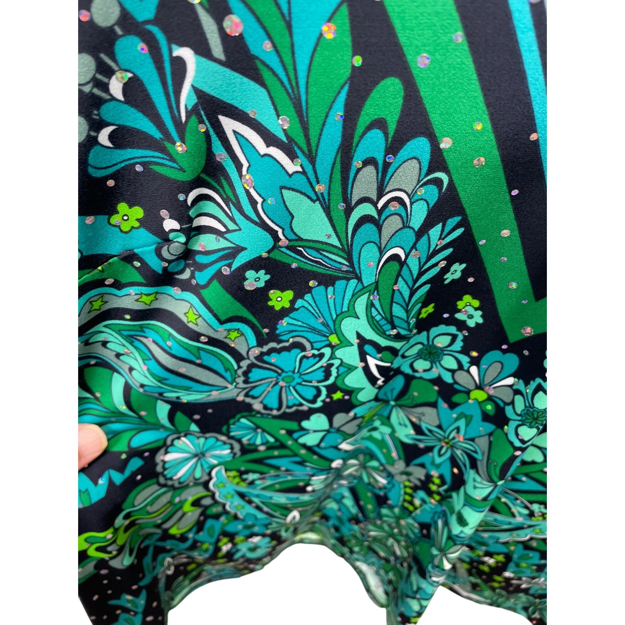 Bob Mackie Bob Mackie Wearable Art Womens Green & Black Floral Blouse S Size L / US 10 / IT 46 - 6 Thumbnail