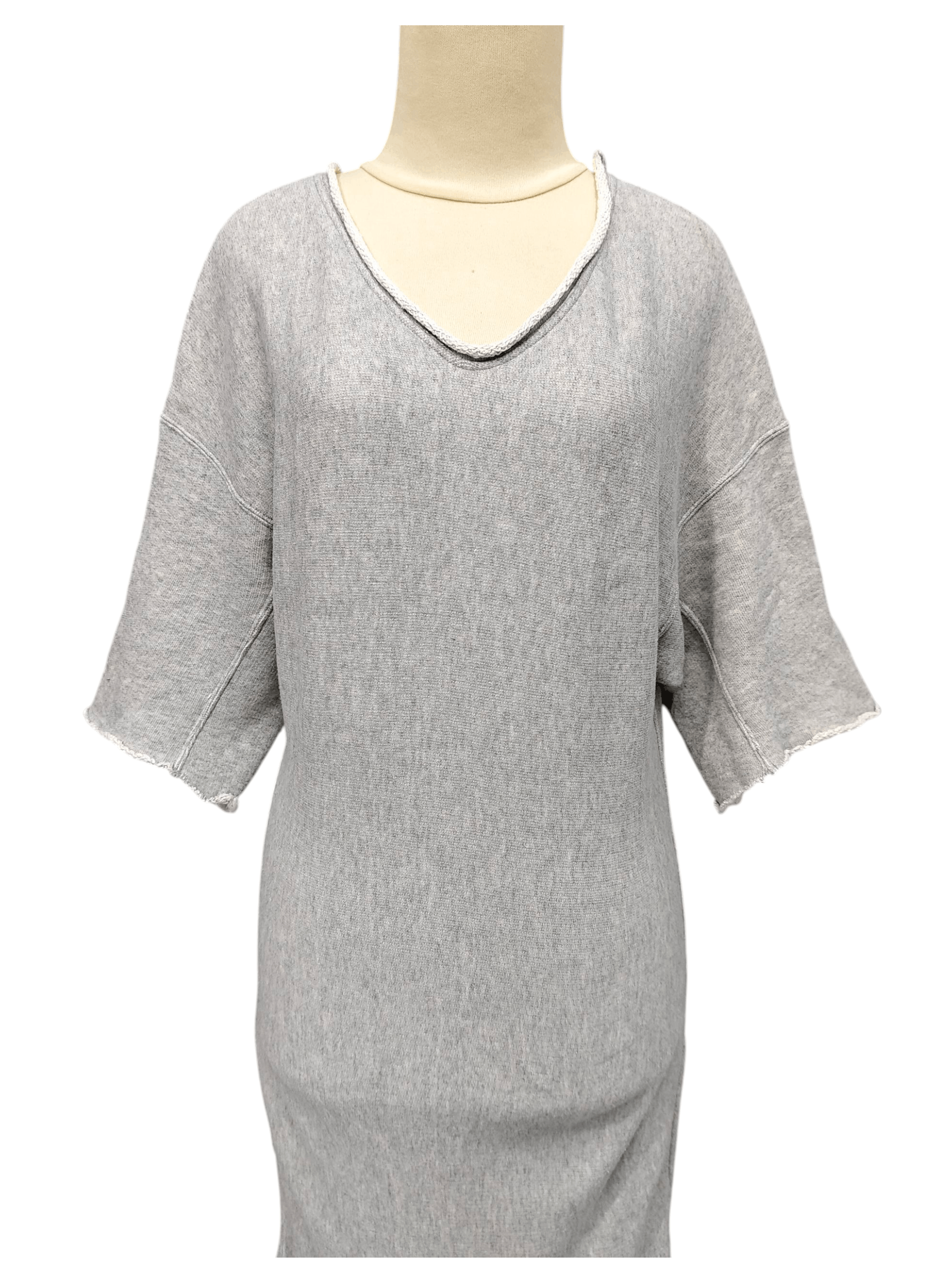 Ron Herman RHC Ron Herman- Minimalist Raw Edge V-Neck Sweat Midi Dress Size M / US 6-8 / IT 42-44 - 2 Thumbnail