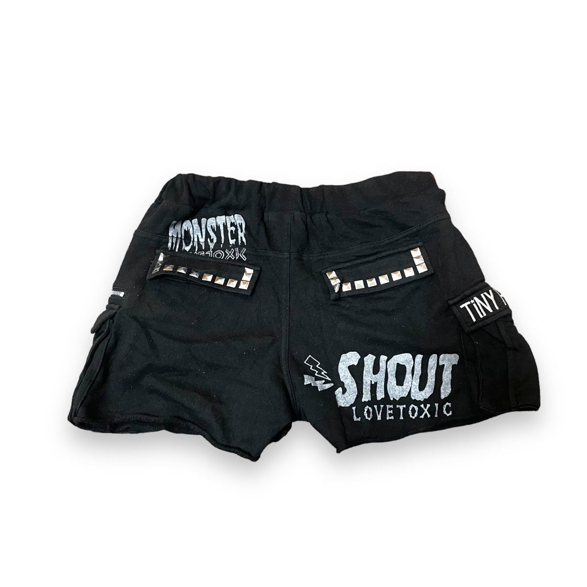 If Six Was Nine × Japanese Brand × Le Grande Bleu (L.G.B.) 🇯🇵 LOVE TOXIC PUNK GOTHIC CARGO SHORT PANTS Size 26" / US 2 / IT 38 - 2 Thumbnail