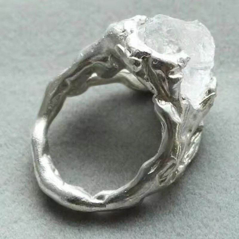 Jewelry Irregular White Crystal Charm Ring (size 6-12) Size ONE SIZE - 3 Thumbnail