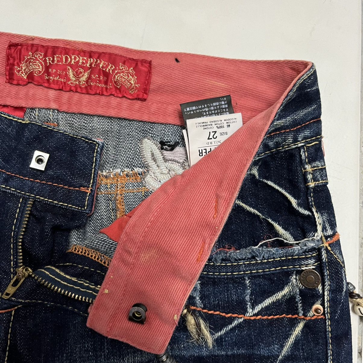Hysteric Glamour Red Pepper Shorts Jeans Wing Embroidery Punk Denim Grunge Size 27" / US 4 / IT 40 - 6 Thumbnail