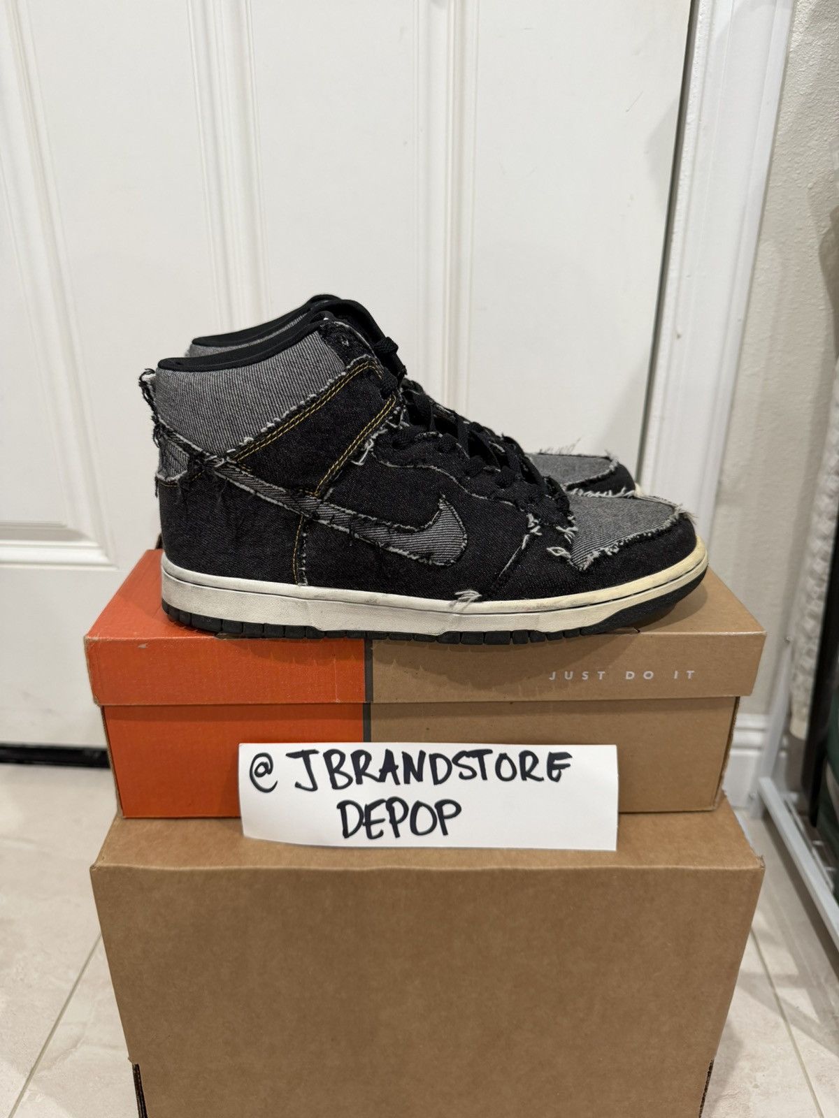 Nike Nike Dunk Hi - Black Denim - size 9 original everything Size US 9 / EU 42 - 2 Thumbnail