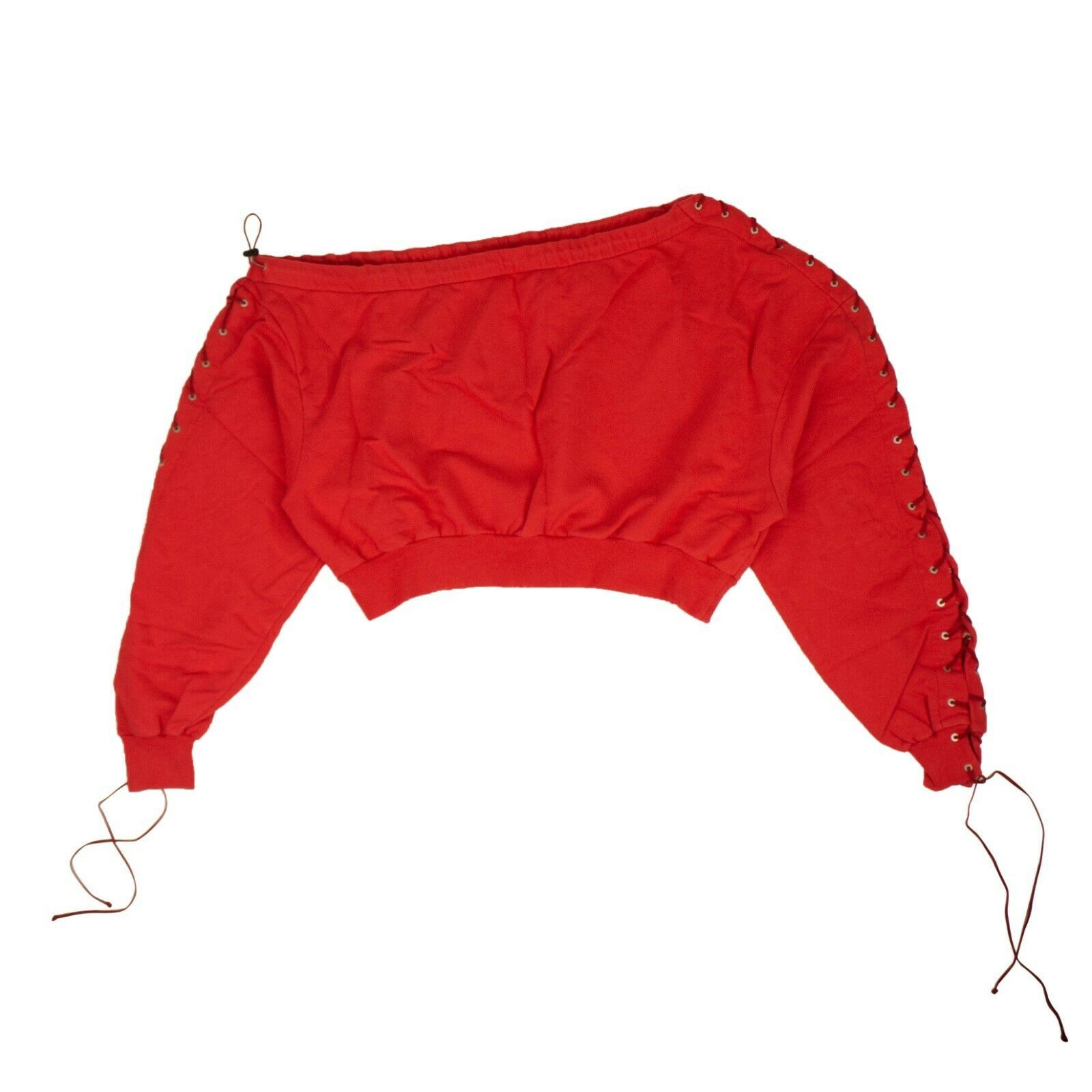 image of Unravel Project Red Off The Shoulder Sweatshirt Size L, Men's