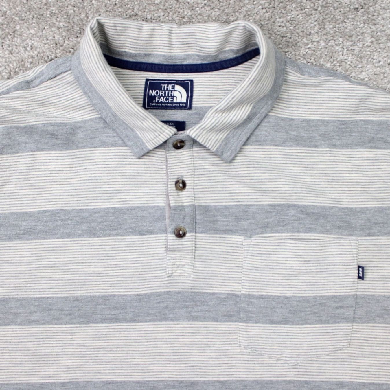 The North Face The North Face Polo Shirt Mens XL Gray/Blue Striped 100% Cotton Short Sleeve TNF Size US XL / EU 56 / 4 - 5 Thumbnail