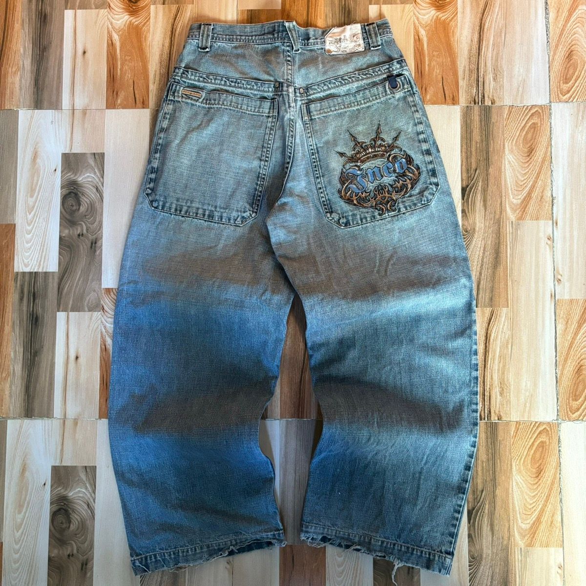 Pre-owned Jnco X Vintage Crazy Vintage 90's Jnco Crown Baggy Jeans In Blue