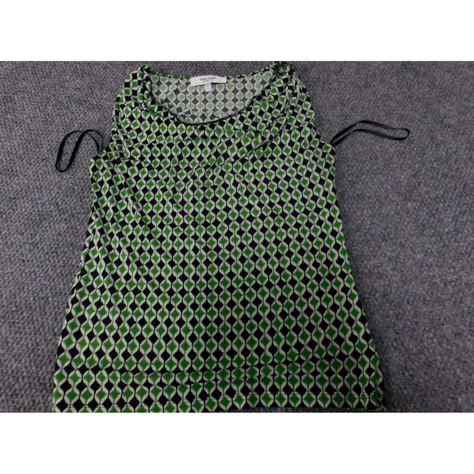 Vintage Jones Studio Blouse Women's S Black Collared Sleeveless Pullover Button Polyester Basic Casual Regular Down Fabric Vintage No Size S / US 4 / IT 40 - 3 Thumbnail