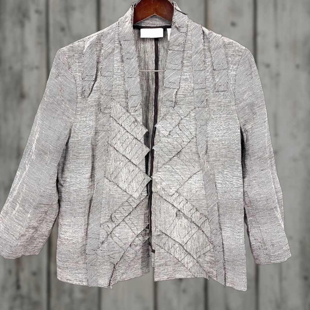 Vintage Chico's Women's Linen Blazer Jacket Small Brown Casual Business Travel Spring Summer Fall Winter Relaxed Fit Size S / US 4 / IT 40 - 1 Thumbnail