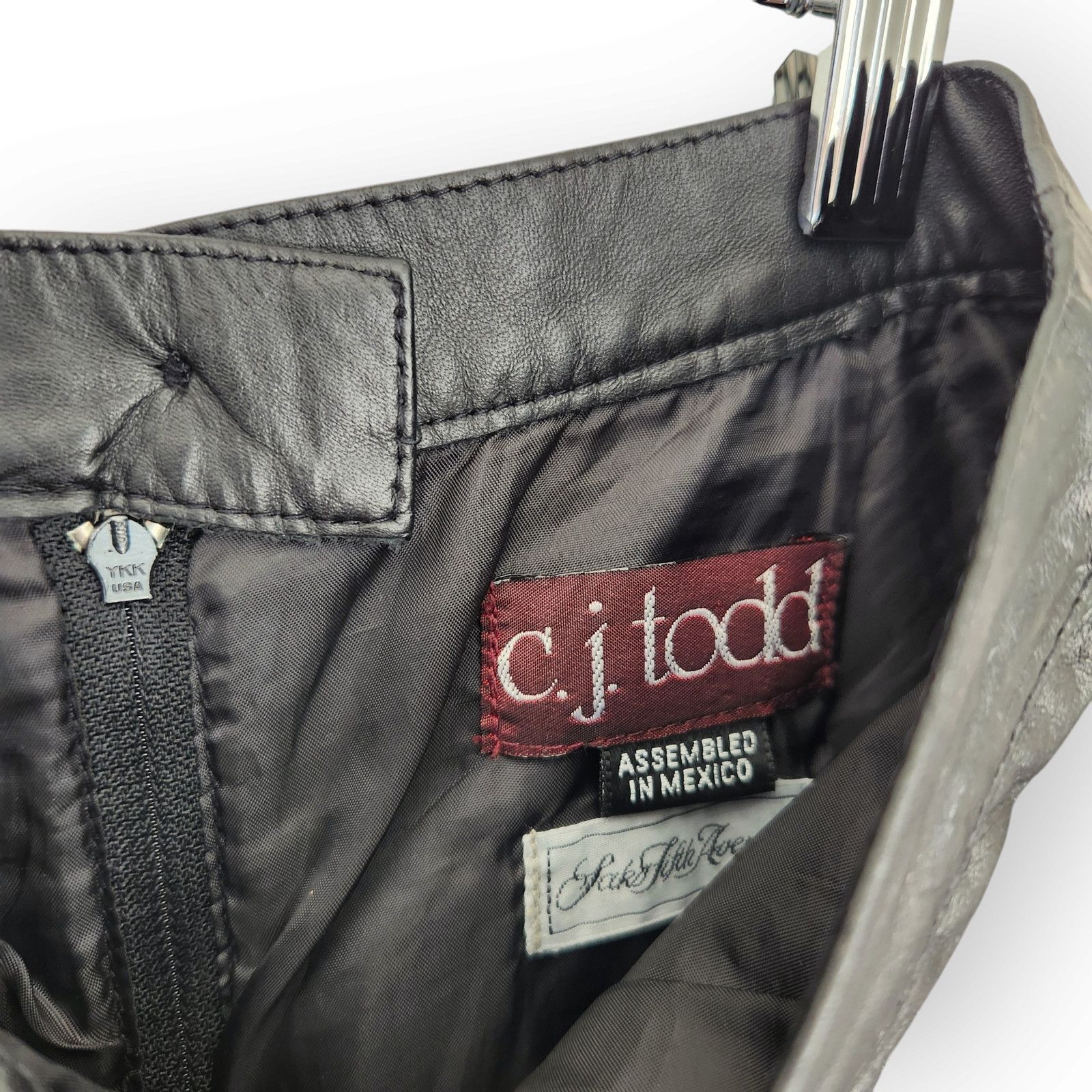 Vintage Vintage CJ Todd Saks Fifth Avenue Leather Pencil Skirt 0 Size 25" / US 0 / IT 36 - 5 Thumbnail