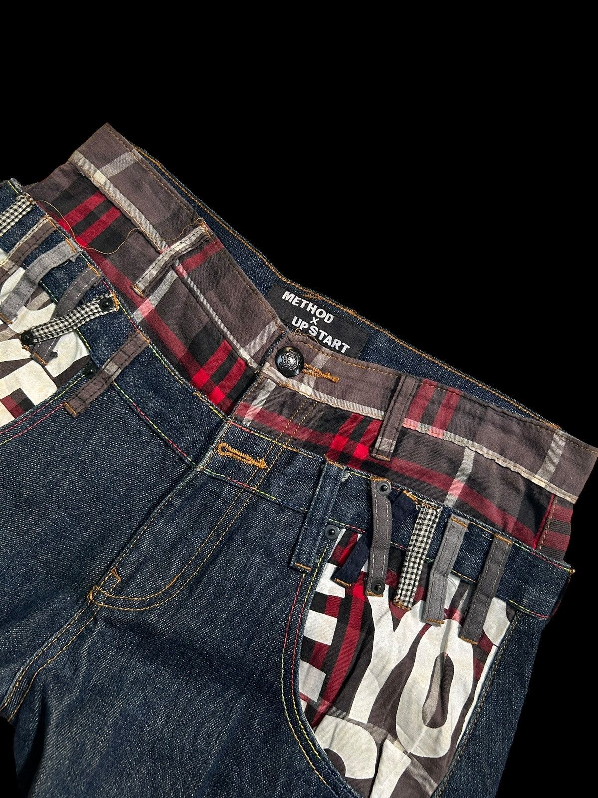 Japanese Brand × Kapital × Vintage DOUBLE WAIST JAPANESE PUNK GRUNGE STYLE DENIM JEANS Size US 32 / EU 48 - 8 Thumbnail