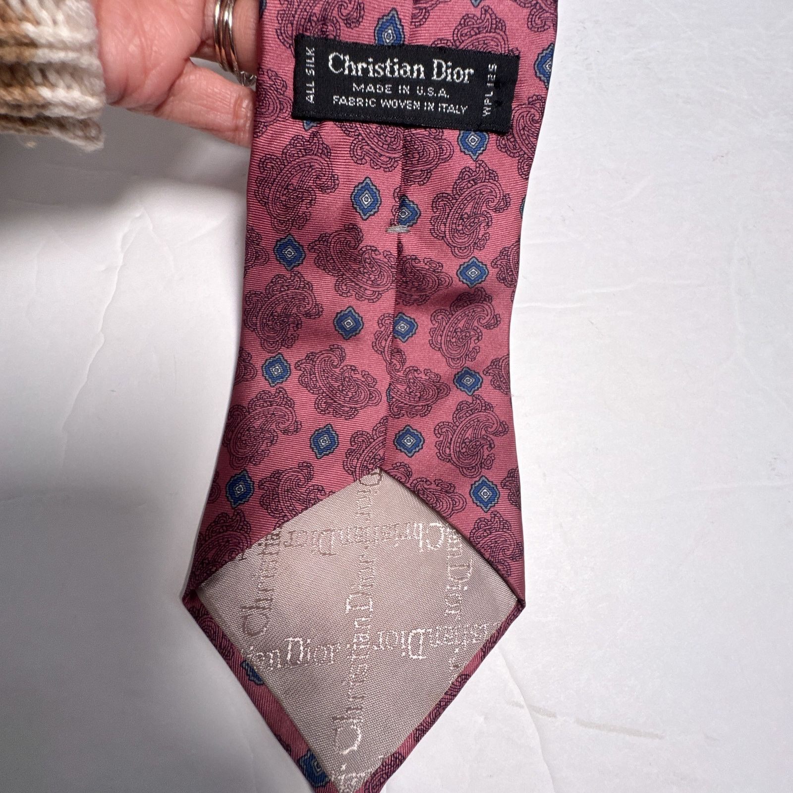 Dior × Vintage Vintage Christian Dior Silk Tie Paisley Italy Fabric Flaw Size ONE SIZE - 7 Thumbnail