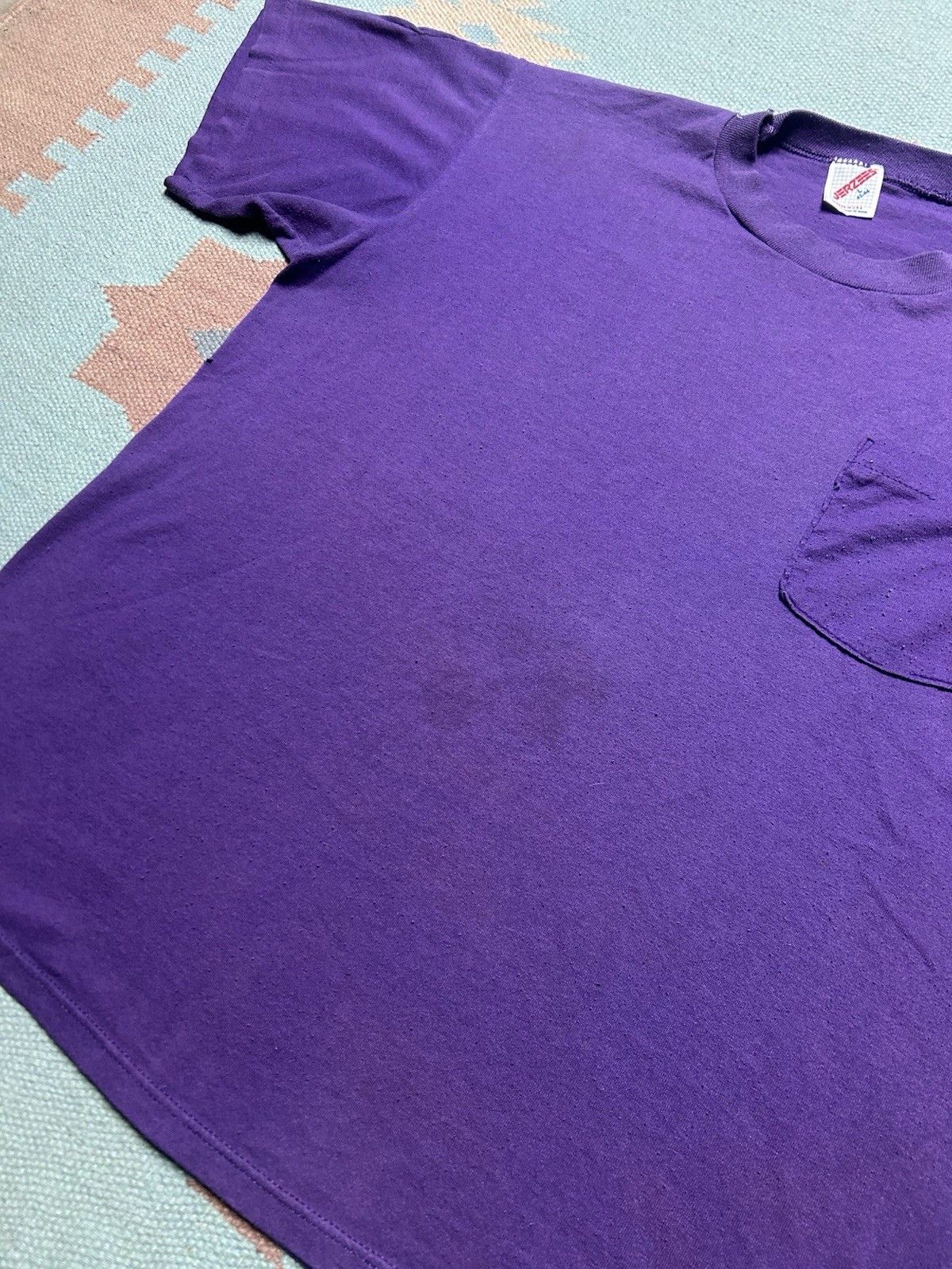 Vintage 80s pocket t shirt blank plum jerzees single stitch soft L Size US L / EU 52-54 / 3 - 2 Thumbnail