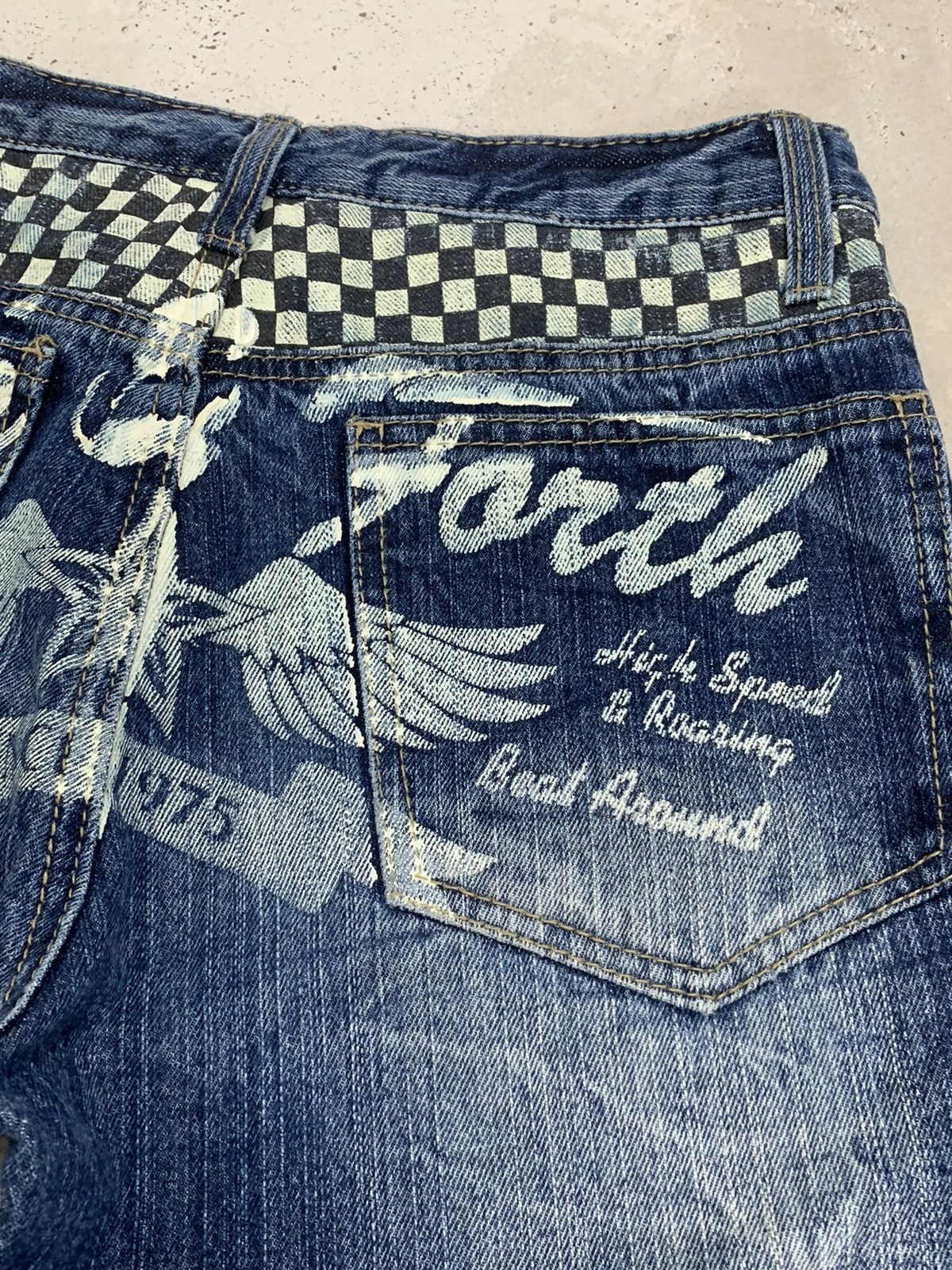 20471120 × Hysteric Glamour × Japanese Brand Back Forth Gothic Wing Seditionaries Bondage Denim Pants Size US 27 - 9 Thumbnail
