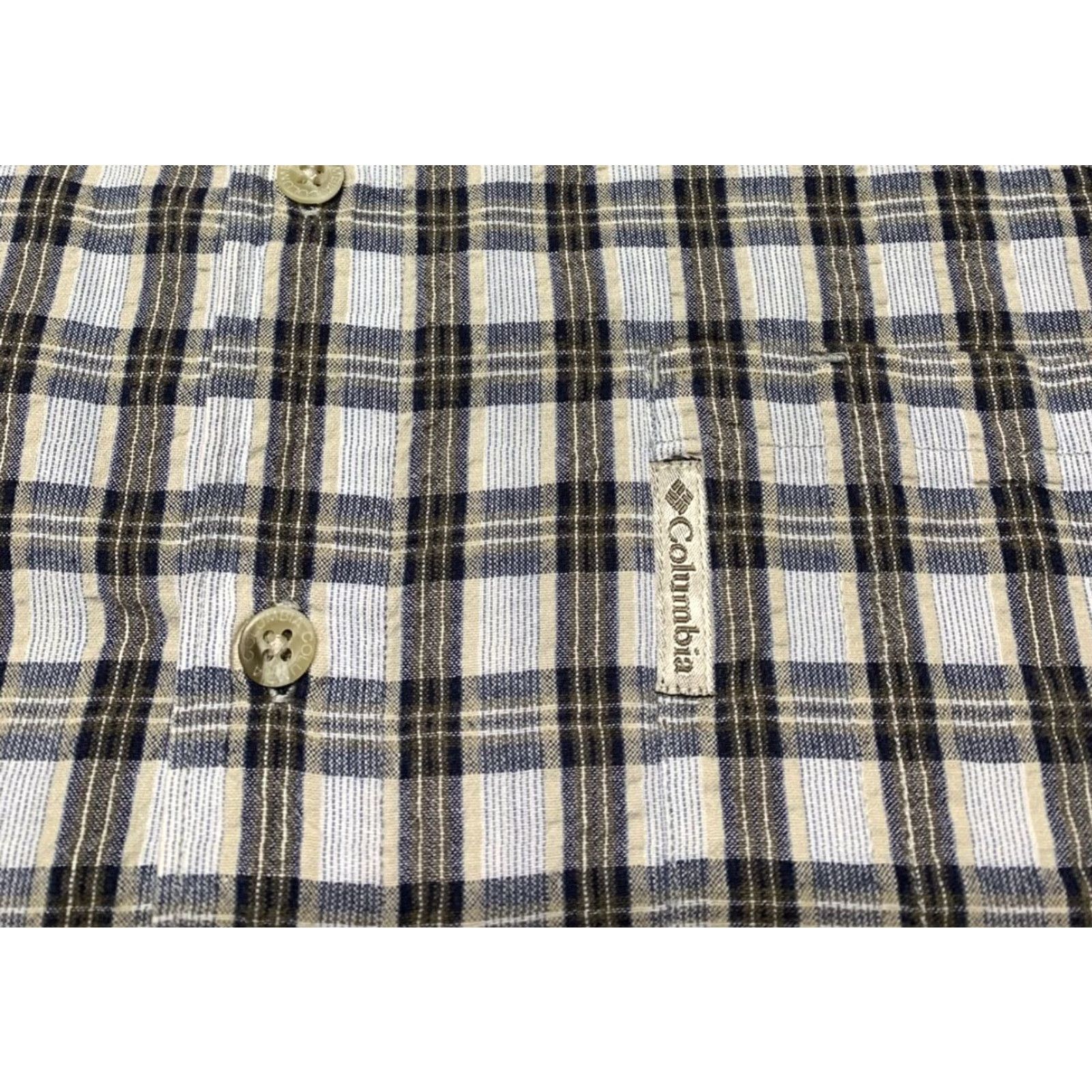 Vintage Columbia Shirt Men Button-Up Casual Plaid Short Sleeve Blue Brown Cream USA Sportswear Size L Size US L / EU 52-54 / 3 - 3 Thumbnail