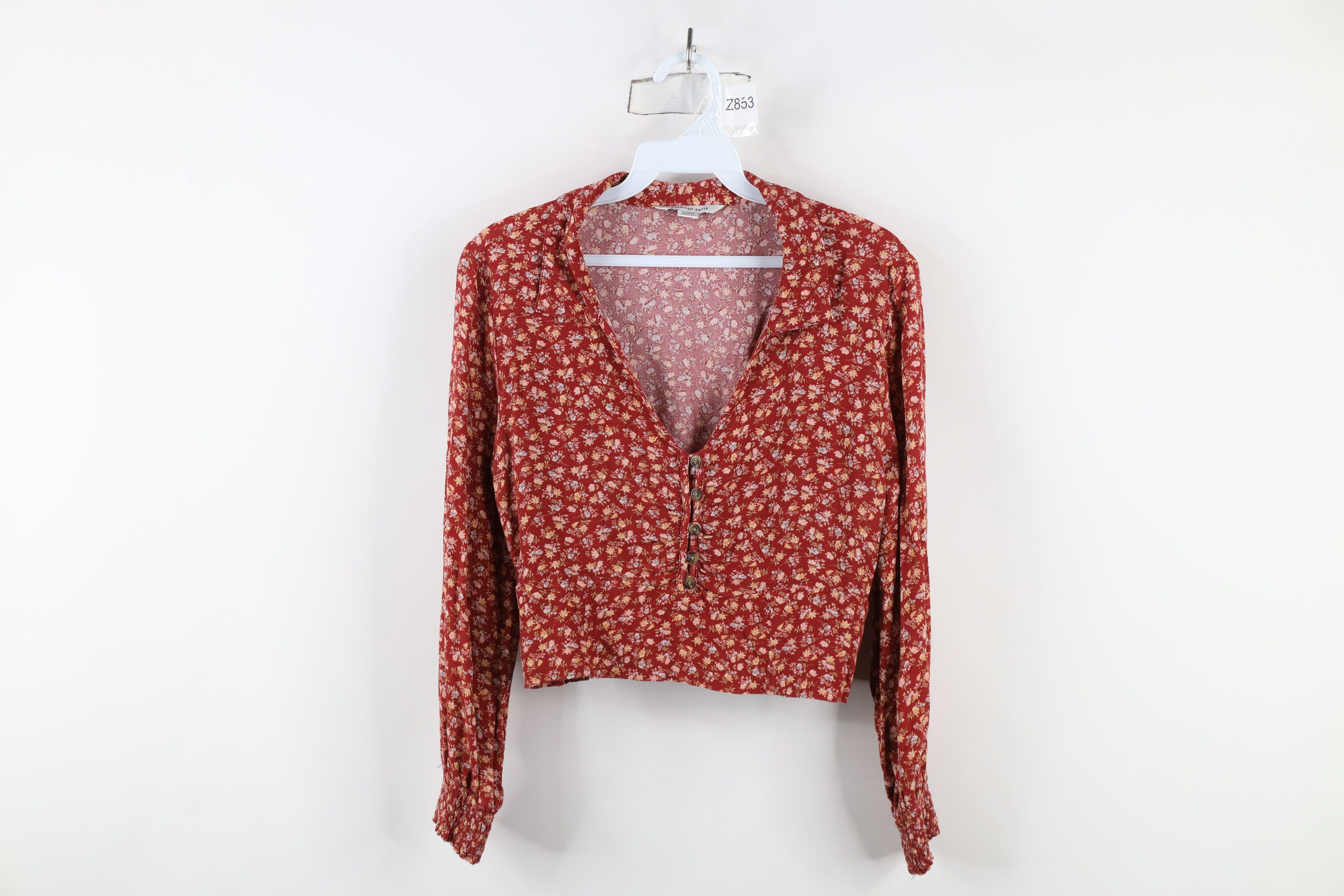 American Eagle Outfitters × Vintage Vintage Y2K American Eagle Outfitters Flower Cropped Shirt Size M / US 6-8 / IT 42-44 - 1 Thumbnail